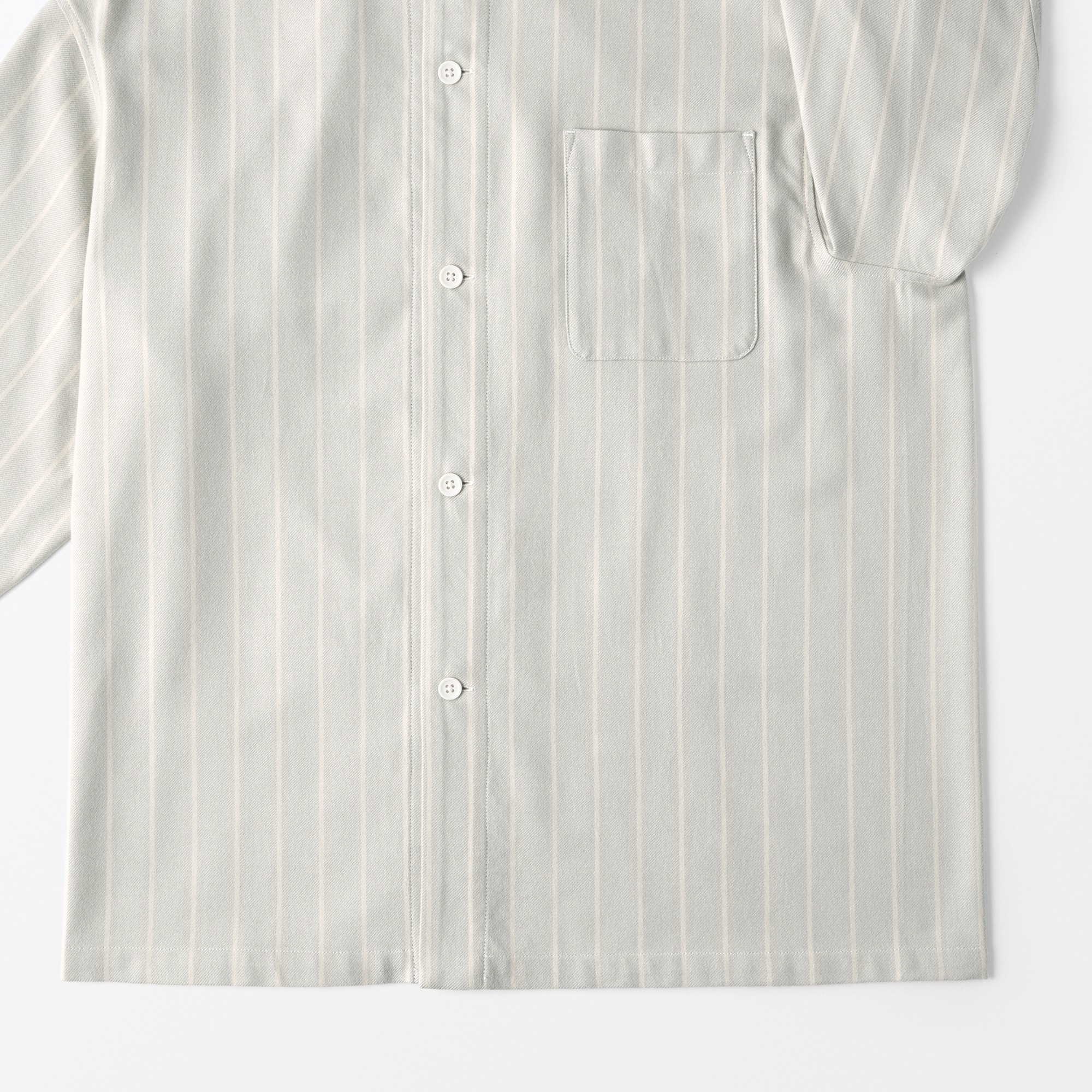 紳士　脇に縫い目のない　フランネル　スタンドカラー長袖パジャマ