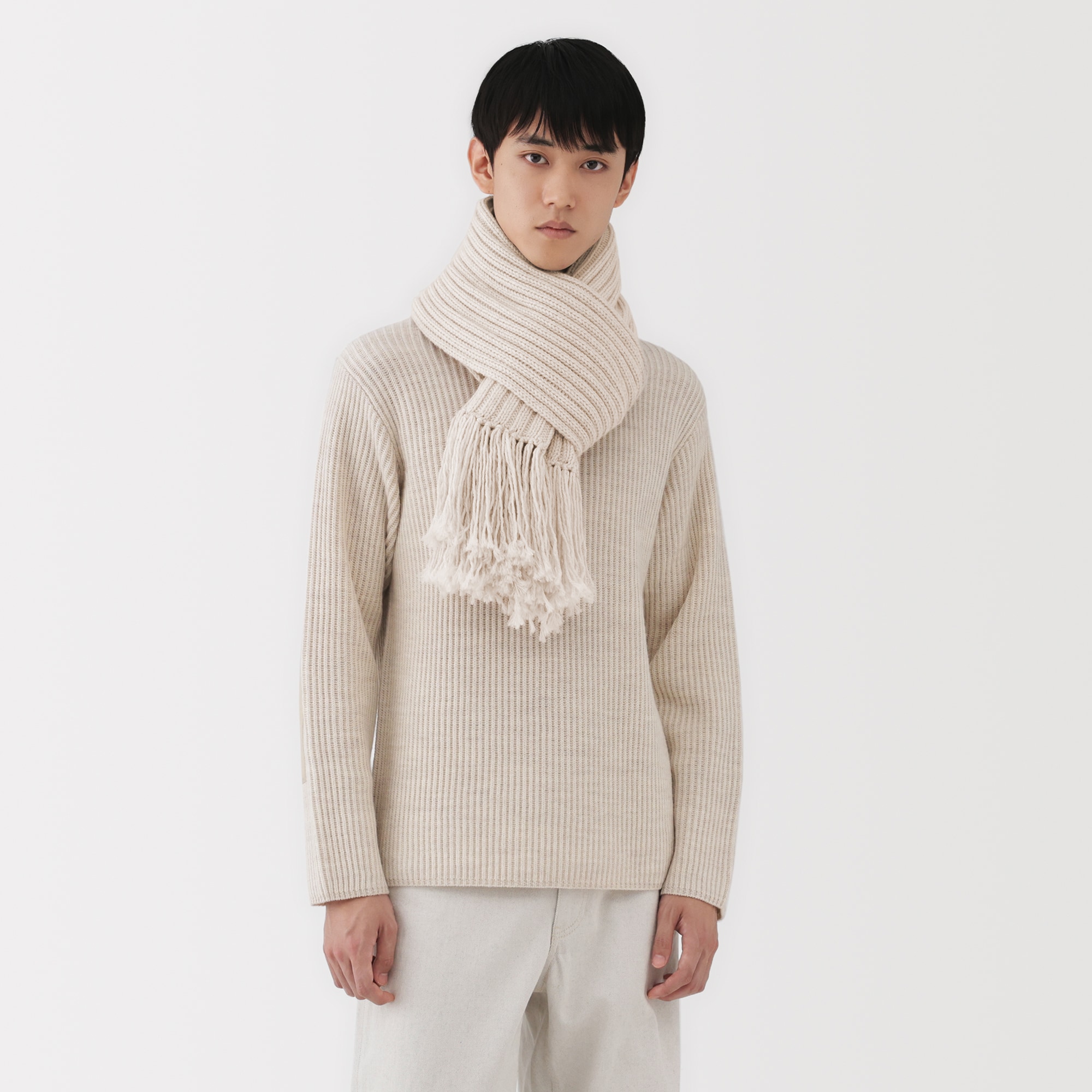 ムジラボ ニットストール 無印良品 ベージュ 自然のまんまの色