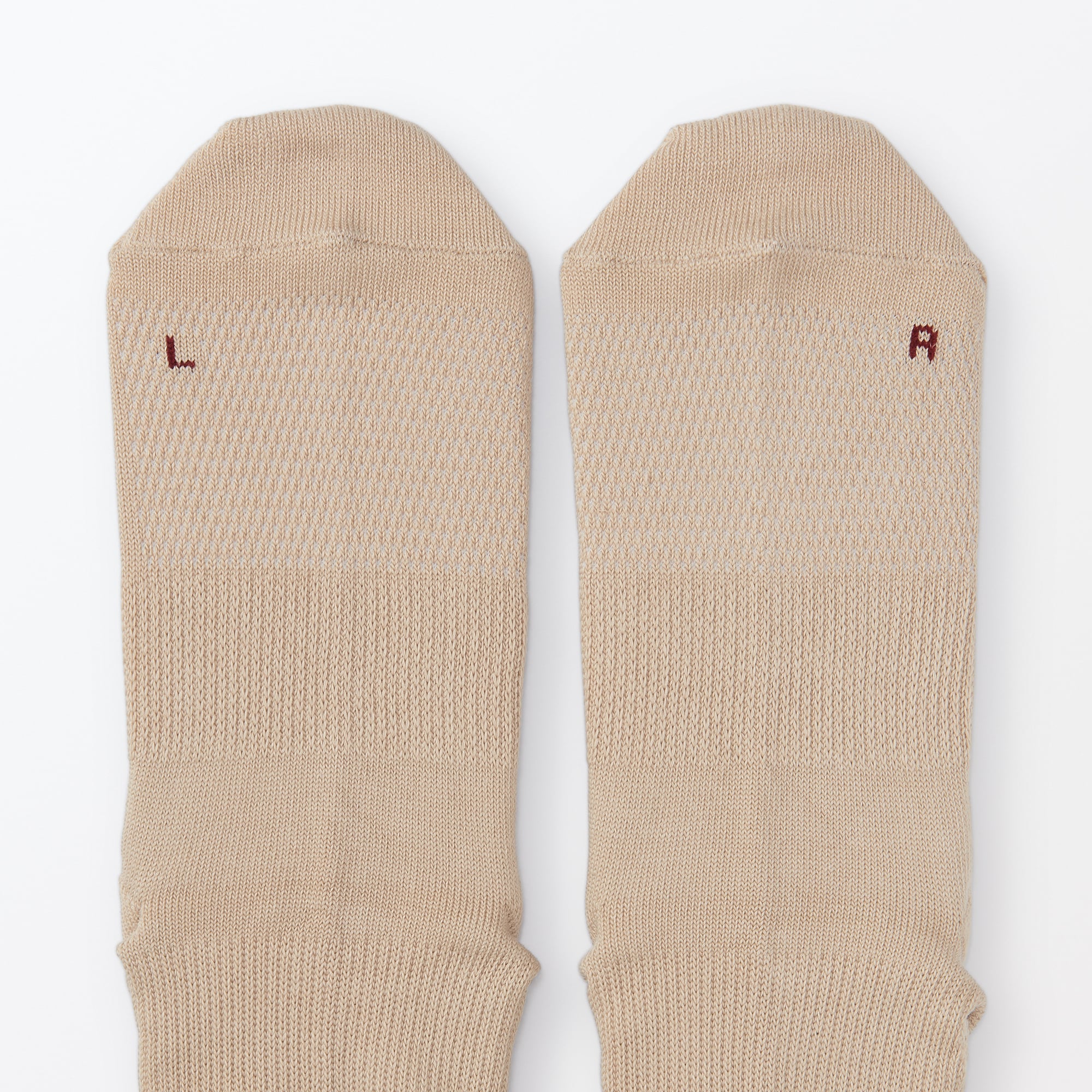 足なり直角　サポート付き　奈良県で編んだ　右と左のある靴下