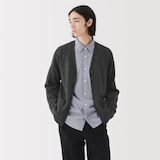 紳士　洗えるウールミドルゲージＶネックカーディガン