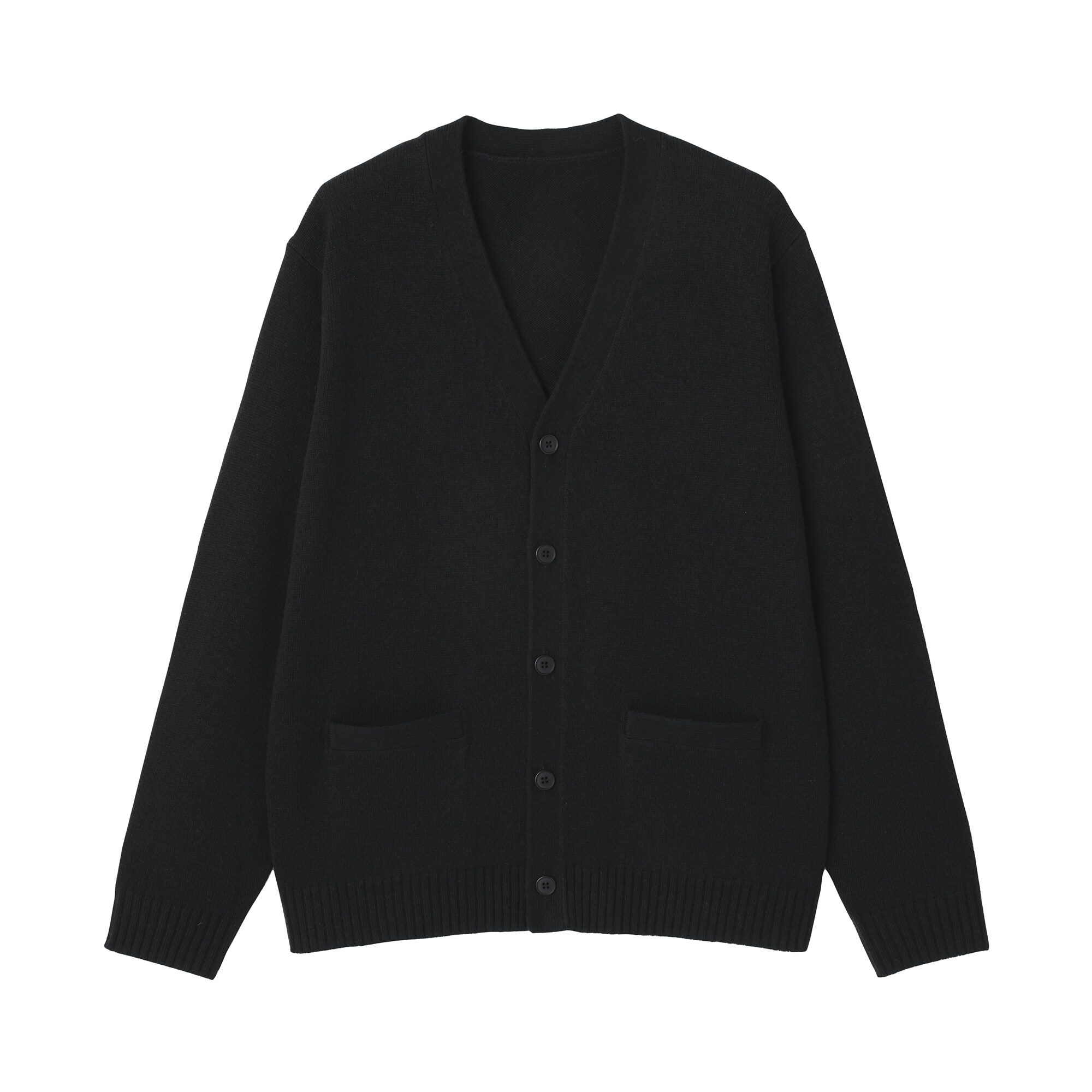 紳士　洗えるウールミドルゲージＶネックカーディガン
