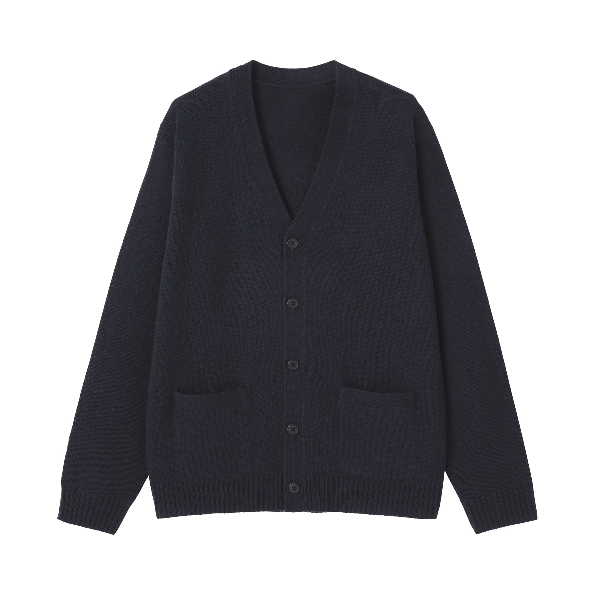 紳士　洗えるウールミドルゲージＶネックカーディガン