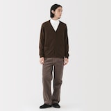 紳士　洗えるウールミドルゲージＶネックカーディガン