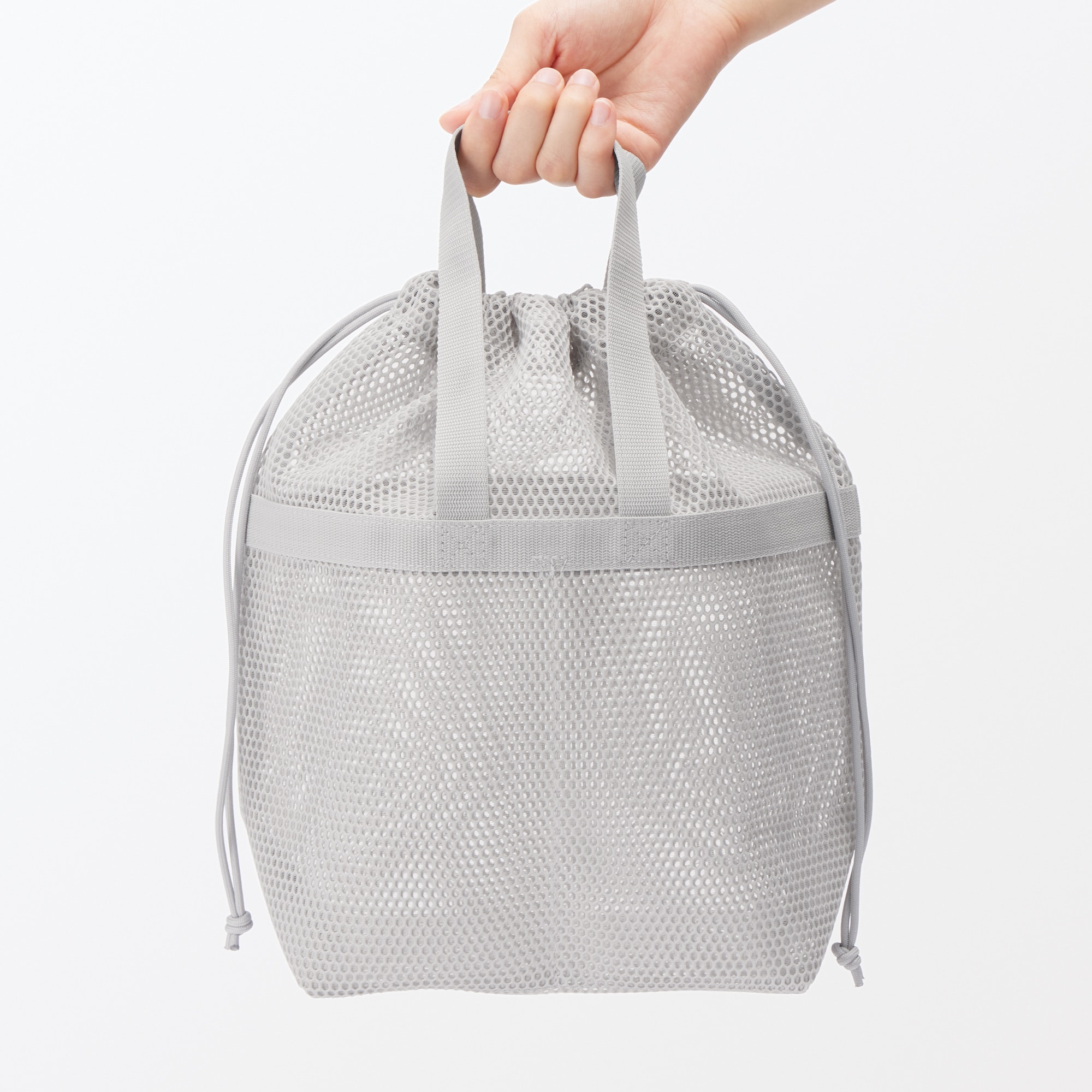 立体メッシュ持ち手付き巾着