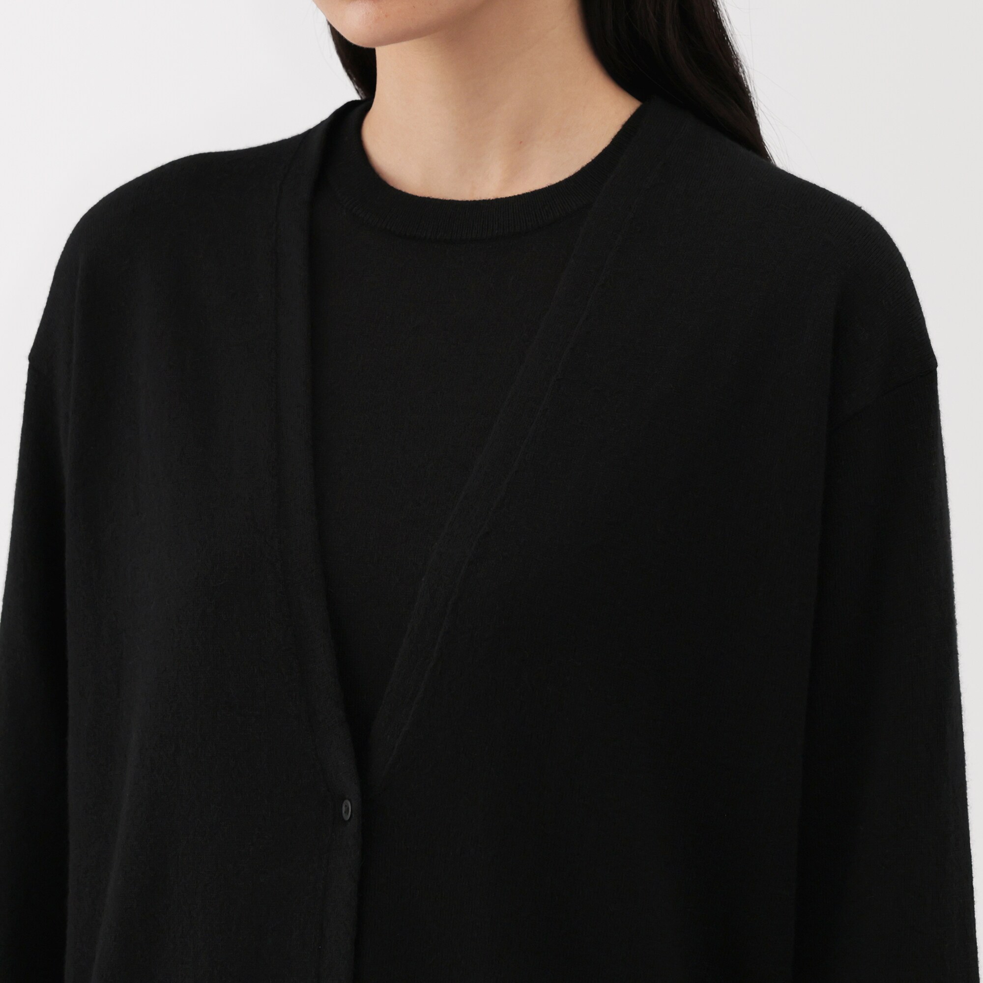 HEUGN 黒 Vネックカーディガン　カシミヤ ウールカシミヤ Vネックカーディガン レギュラー 黒 – kuros.style