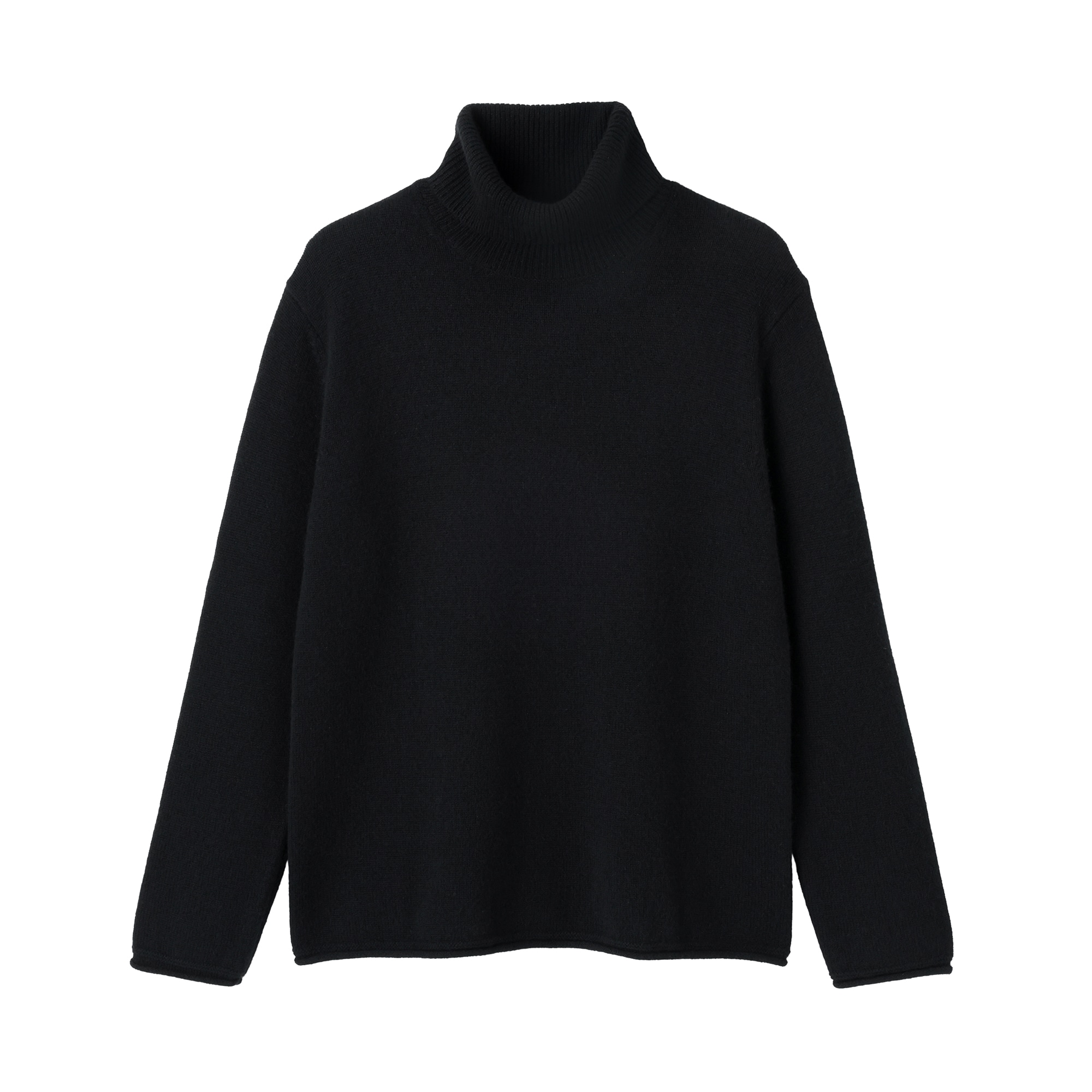 紳士 自然の色を生かして染色した カシミヤタートルネックセーター