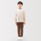 キッズ　両面起毛フランネルスタンドカラー長袖シャツ（ＣＮ）