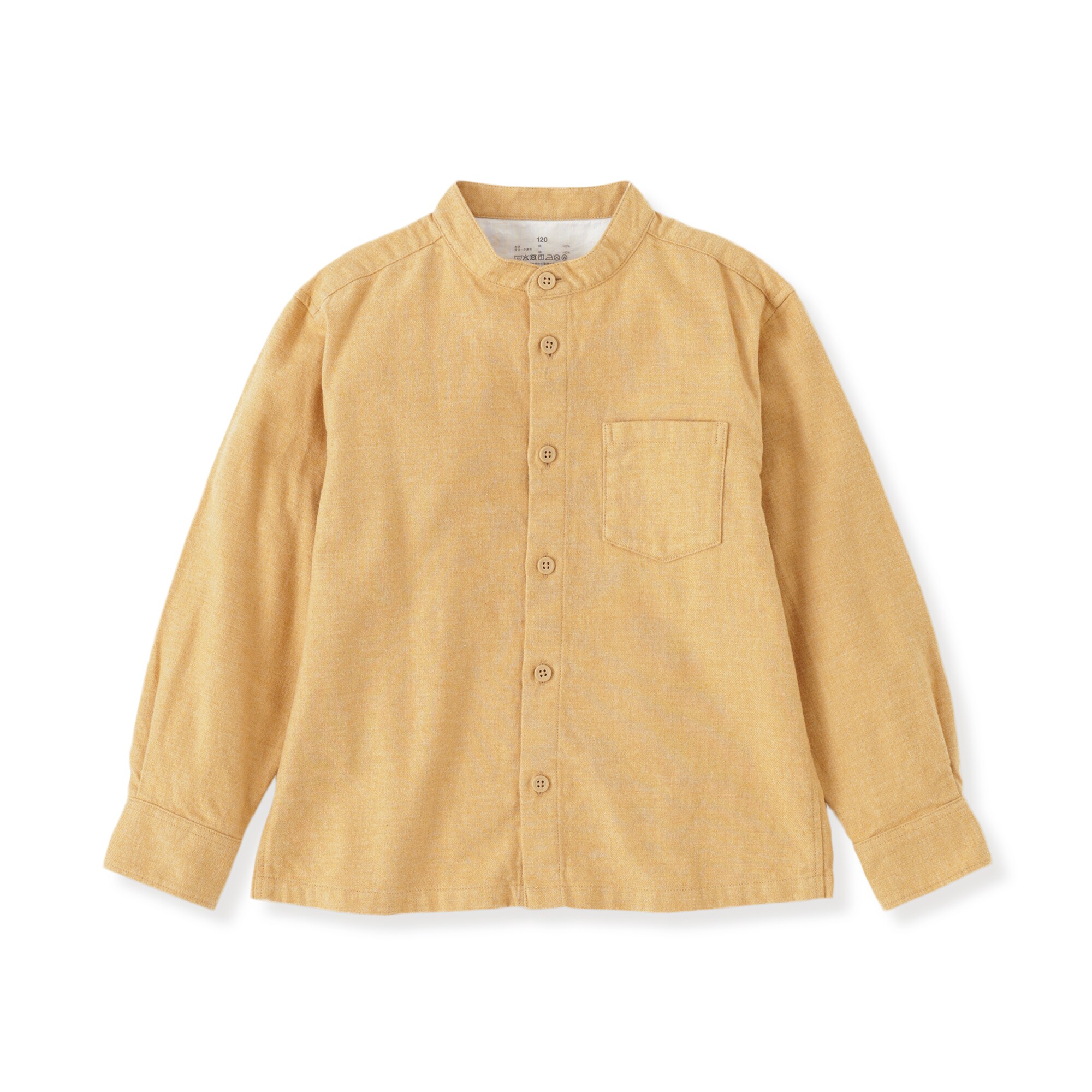 キッズ　両面起毛フランネルスタンドカラー長袖シャツ（ＣＮ）