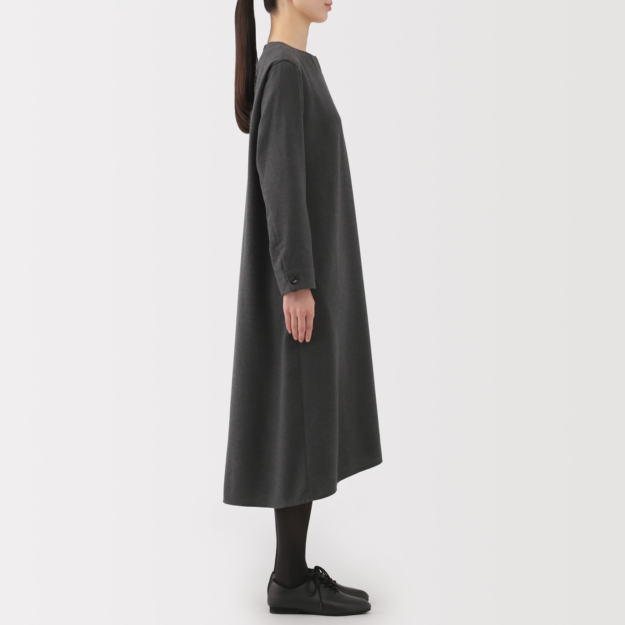 婦人　起毛長袖ワンピース