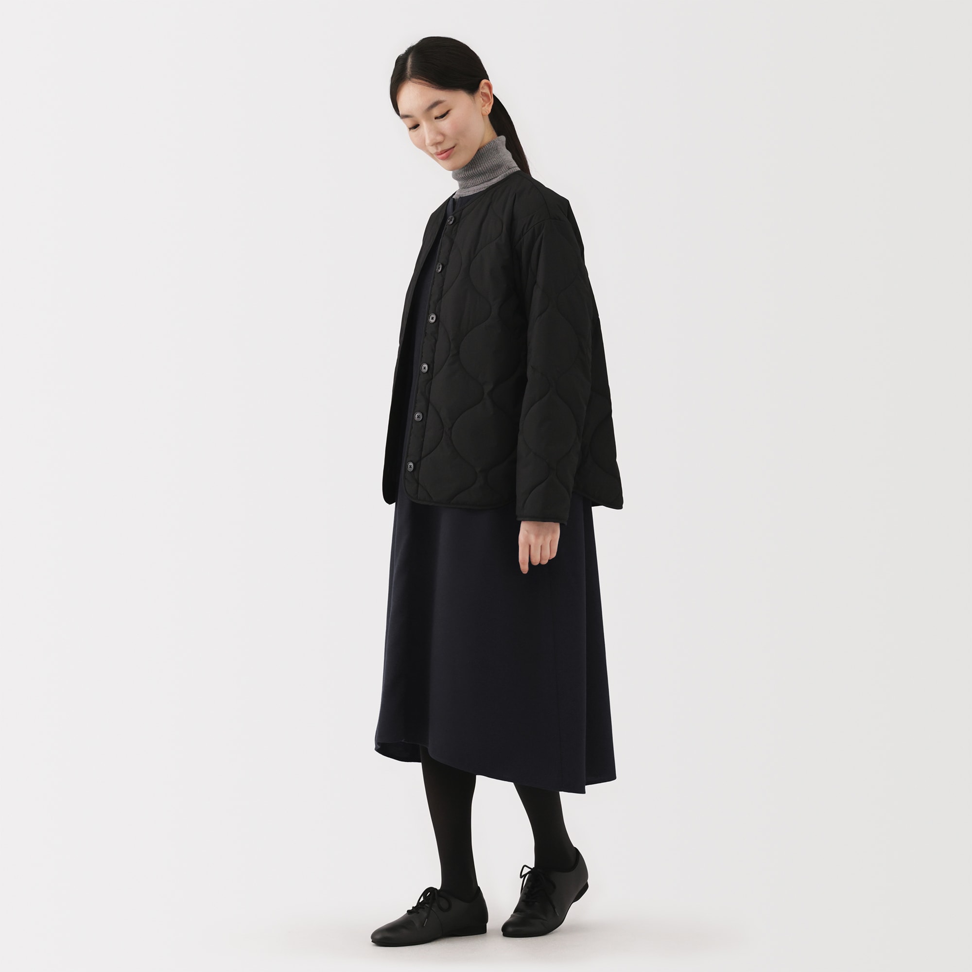無印良品　婦人　起毛長袖ワンピース　ダークネイビー　ＸＸＬ　レディース　2XL 婦人 起毛長袖ワンピース | 無印良品