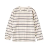 キッズ　綿天竺編みクルーネック長袖Ｔシャツ　ボーダー