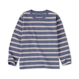 キッズ　綿天竺編みクルーネック長袖Ｔシャツ　ボーダー