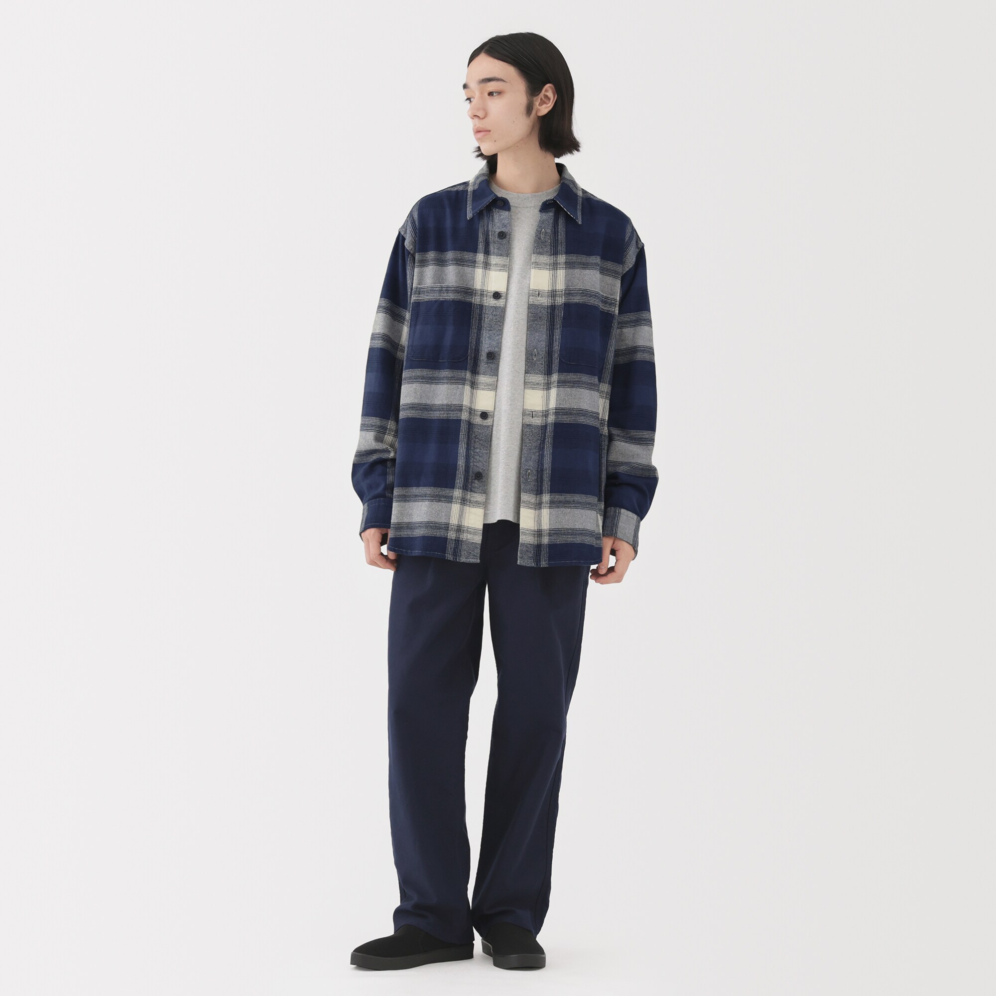 紳士　両面起毛フランネルシャツジャケット