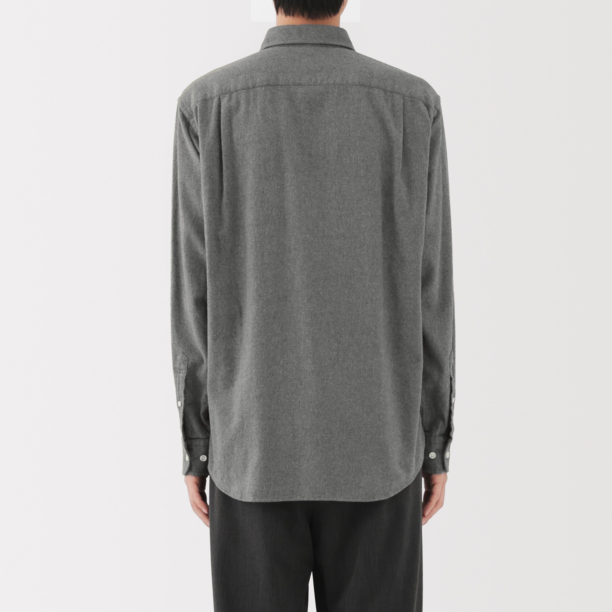 紳士　両面起毛フランネル長袖シャツ（再生コットン）