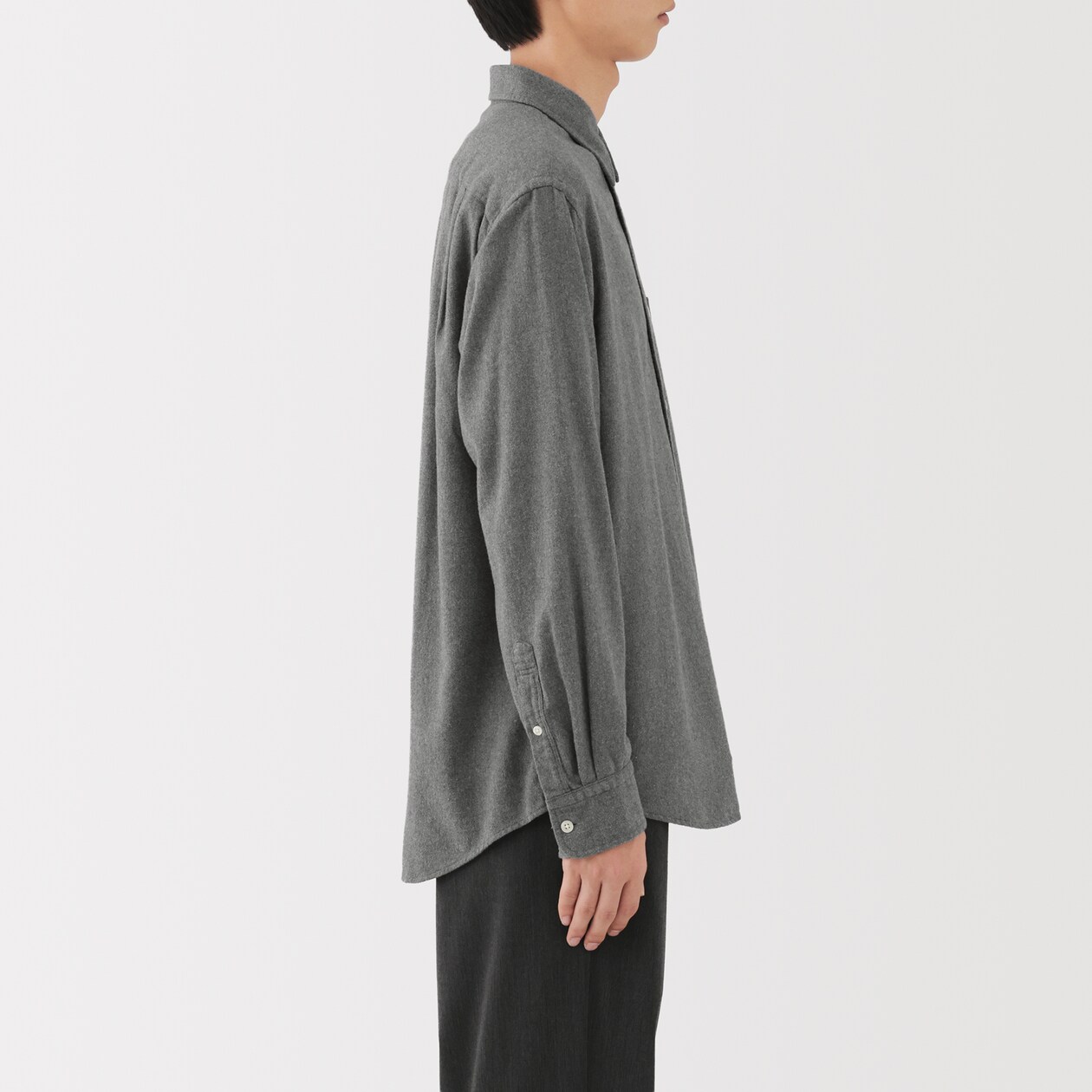 紳士　両面起毛フランネル長袖シャツ（再生コットン）