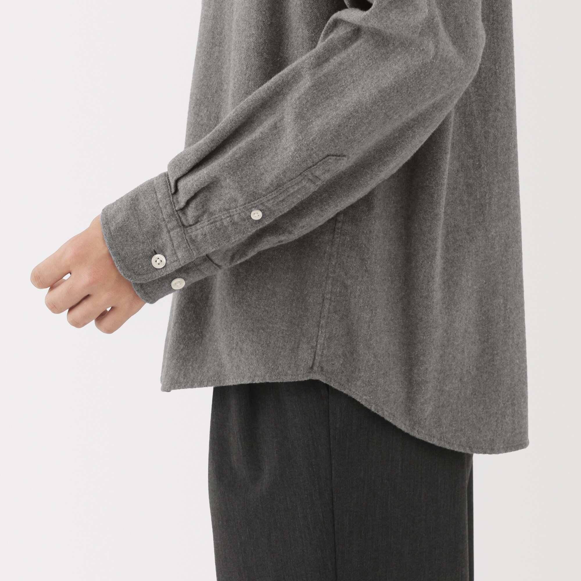 紳士　両面起毛フランネル長袖シャツ（再生コットン）