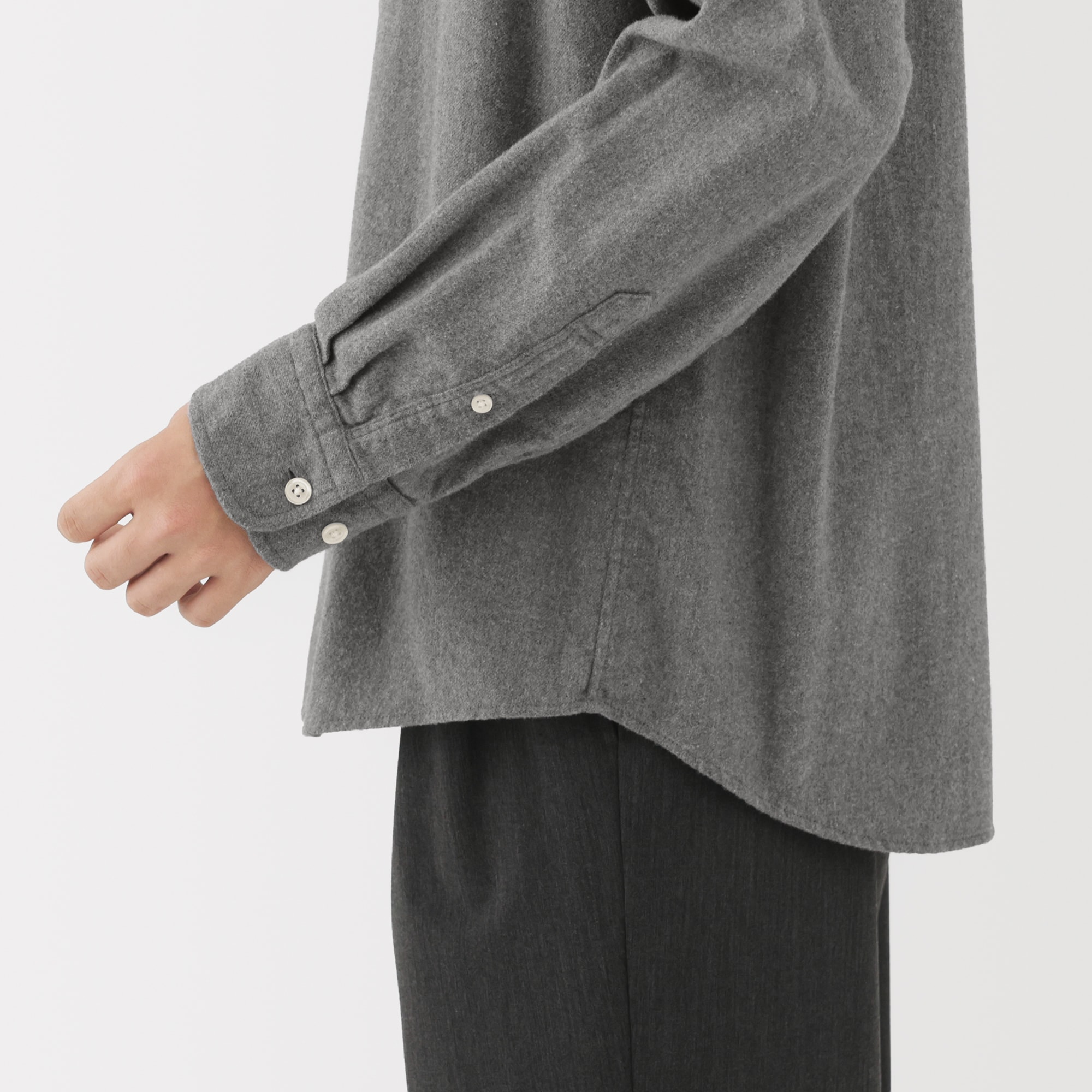 紳士　両面起毛フランネル長袖シャツ（再生コットン）