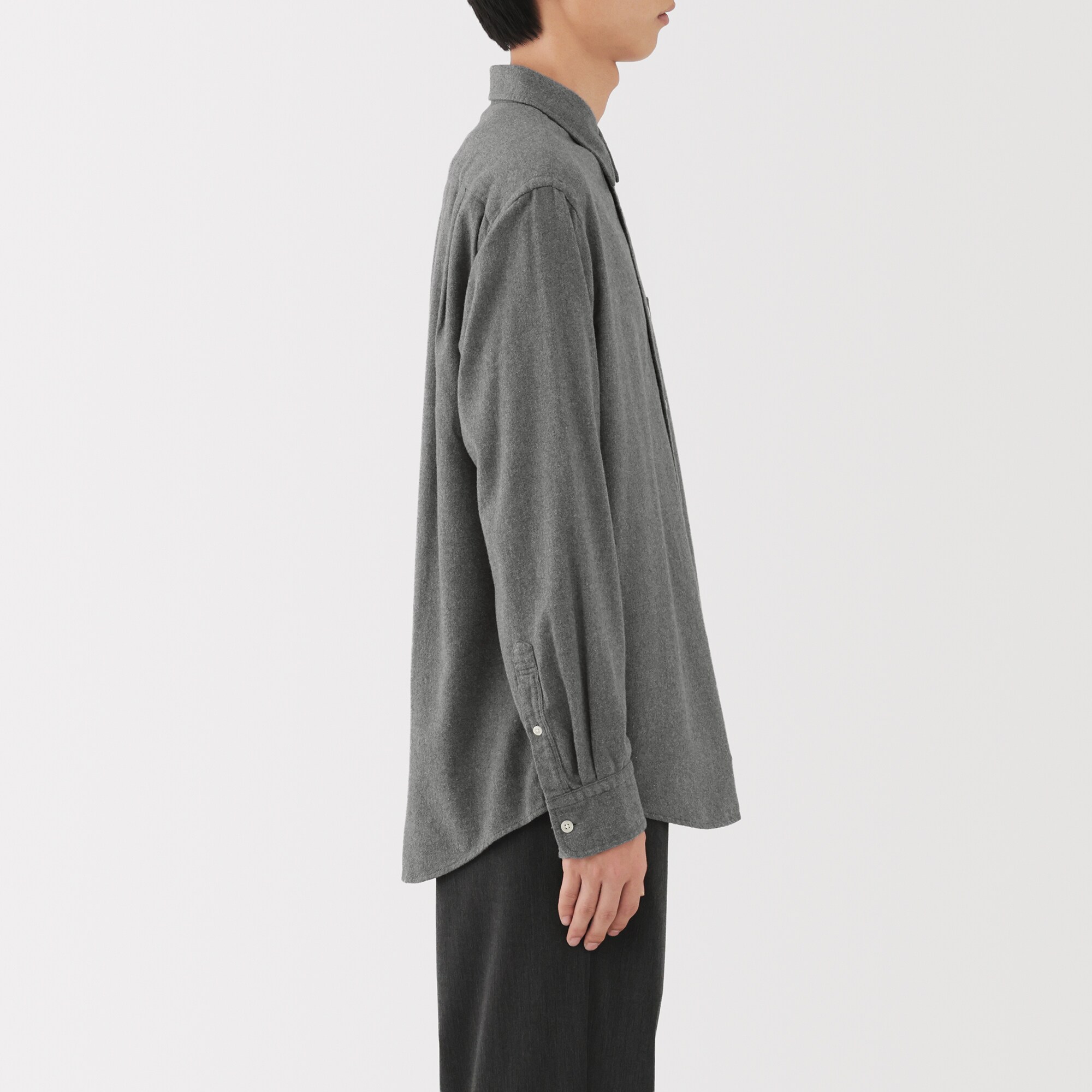 紳士 両面起毛フランネル長袖シャツ（再生コットン） | 無印良品