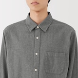 紳士　両面起毛フランネル長袖シャツ（再生コットン）