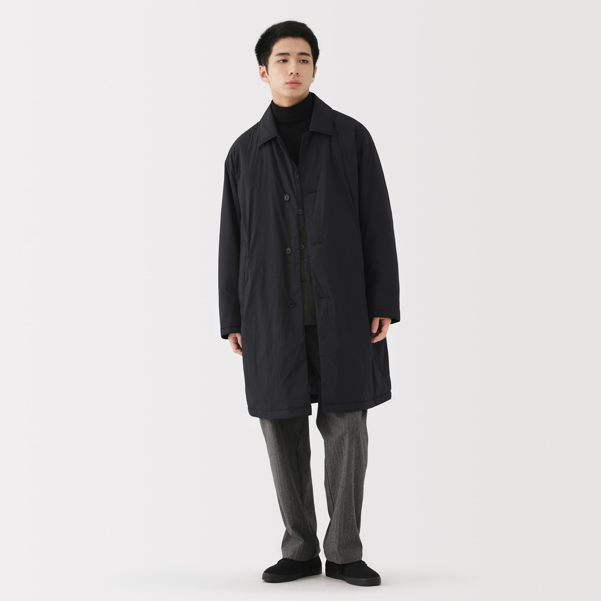 MUJI Labo ステンカラーコート 黒 MUJI Labo ステンカラーコート コート 「MUJI Labo」紳士 カシミヤ混