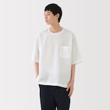 紳士　風を通す　ストレッチ　五分袖布帛Ｔシャツ