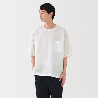 【７月中旬発売予定】紳士　風を通す　ストレッチ　五分袖布帛Ｔシャツ