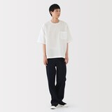 紳士　風を通す　ストレッチ　五分袖布帛Ｔシャツ