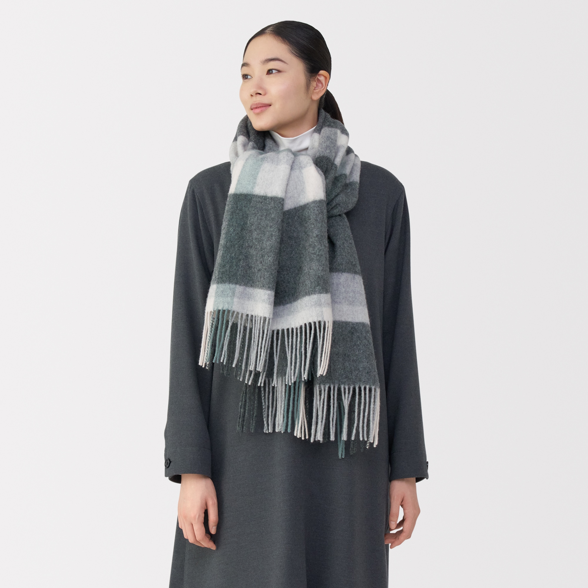 ふっくらウール 大判ストール（チェック） | 無印良品