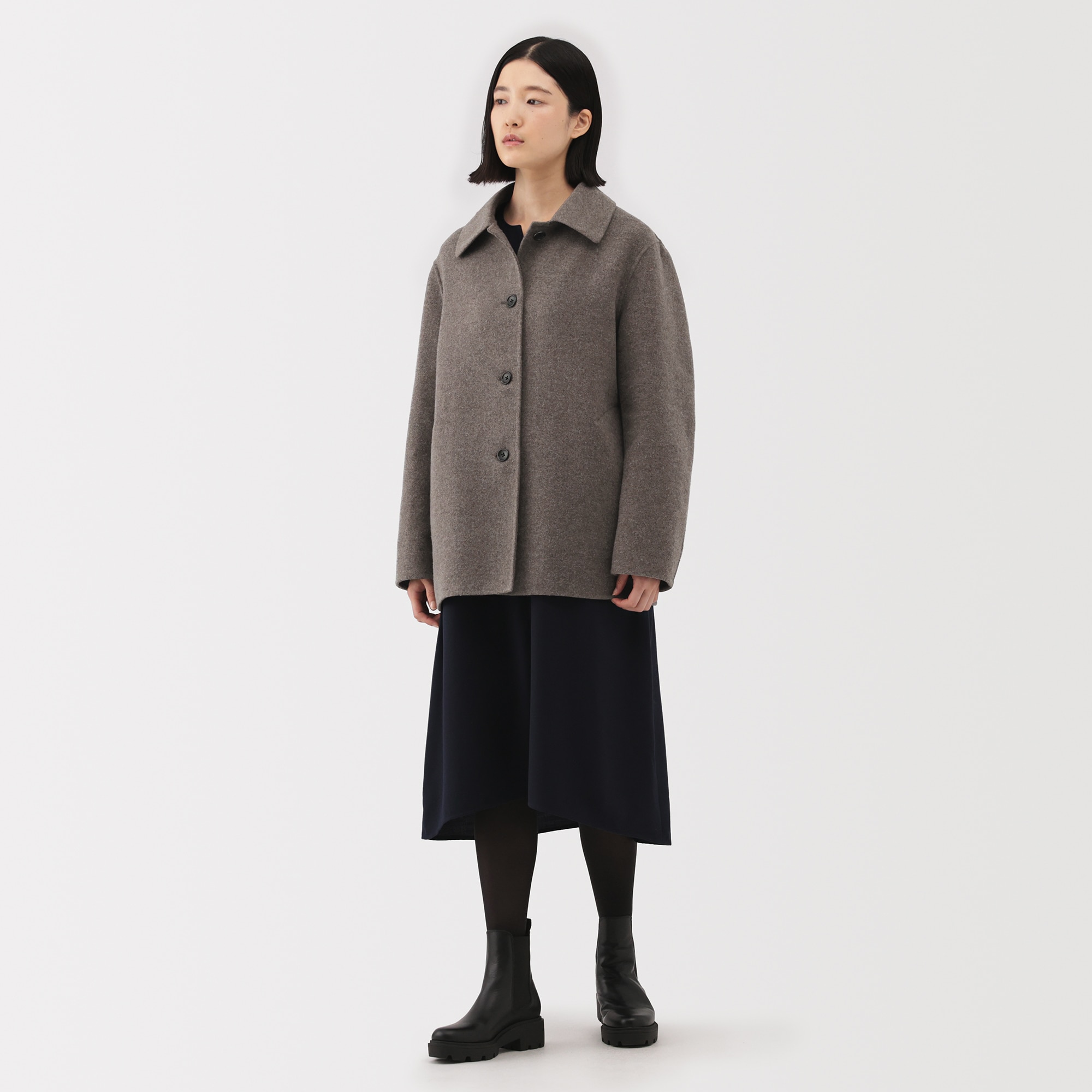 婦人 ウール混 ダブルフェイスショートコート | 無印良品