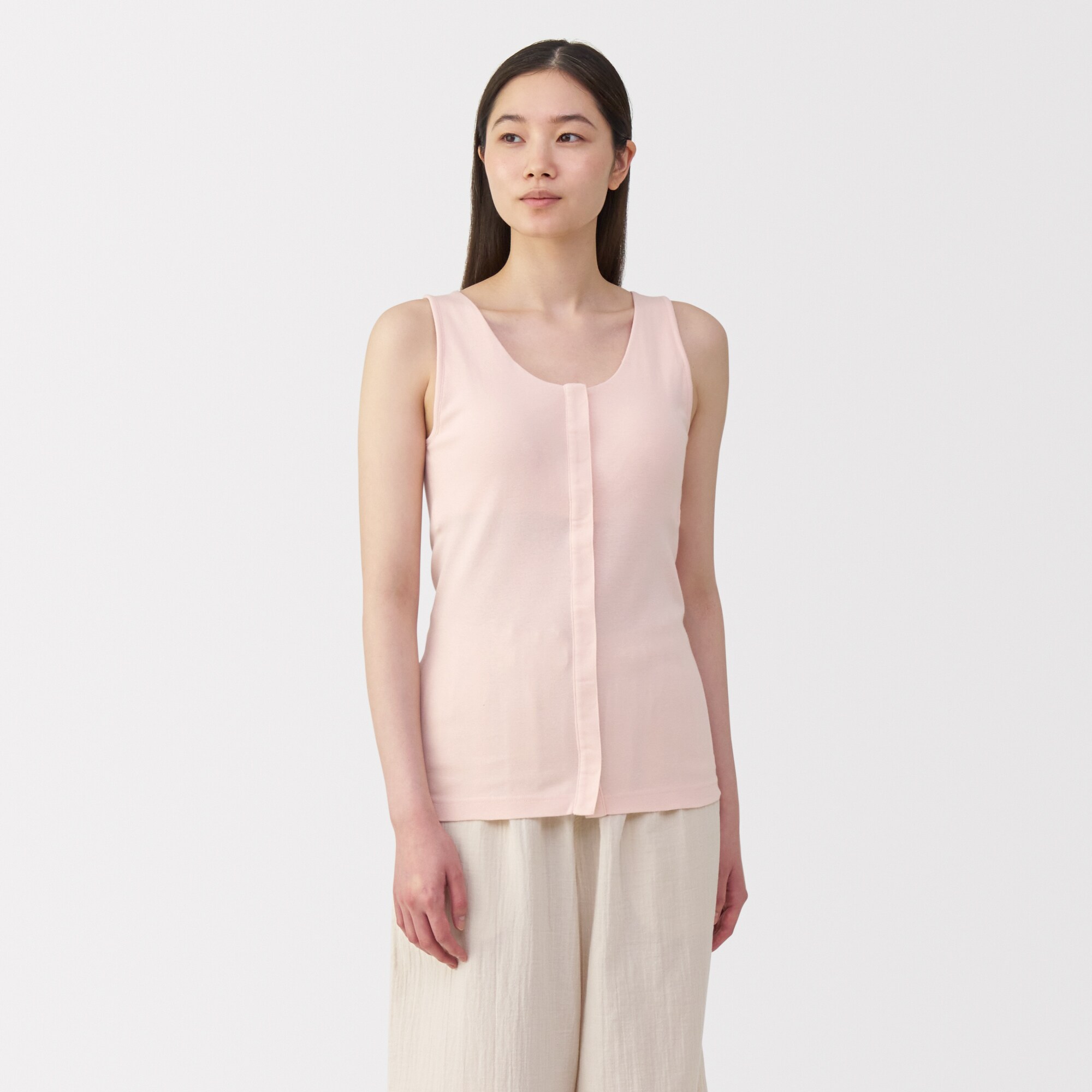 婦人　前開きカップ入りタンクトップ