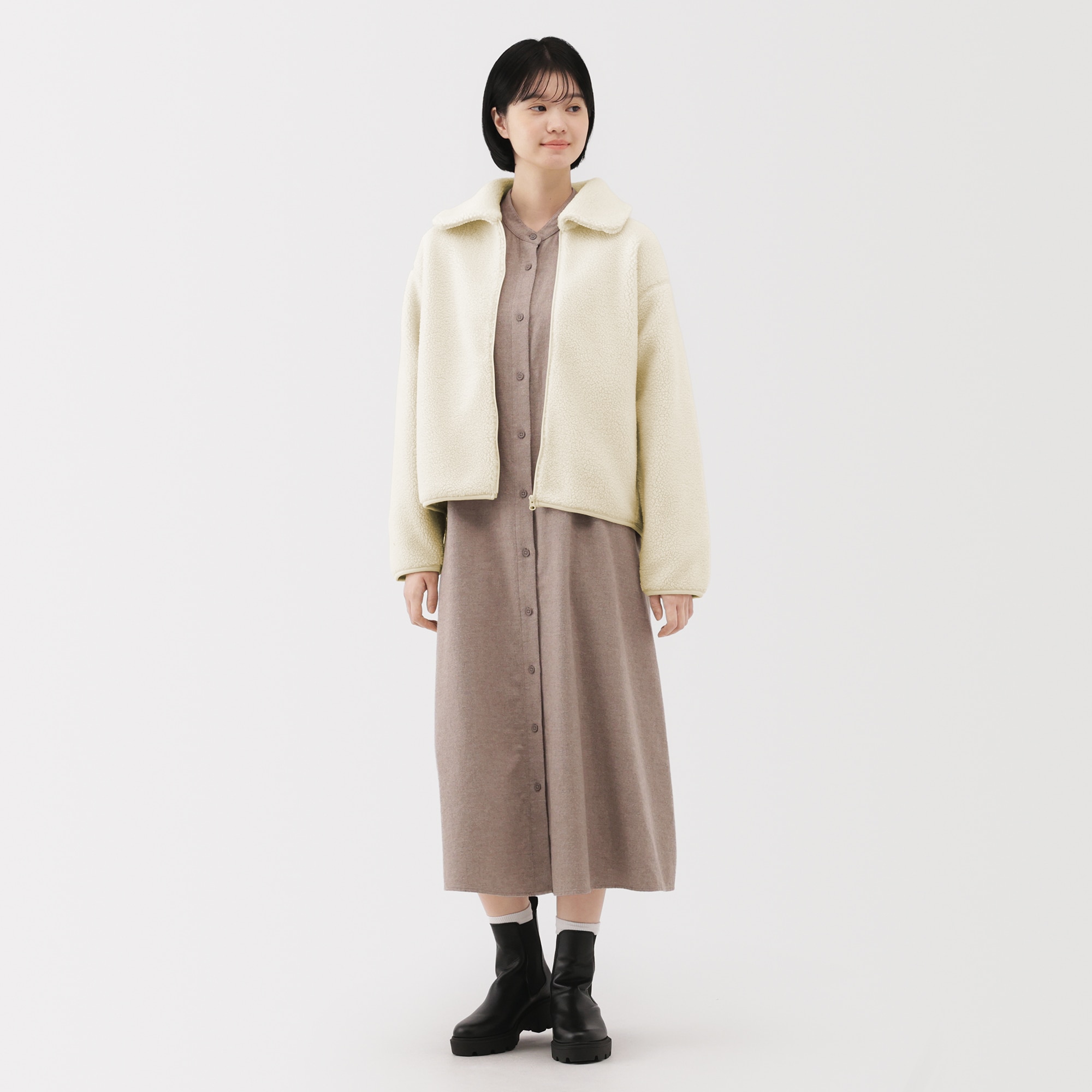 婦人 ボアフリース衿付きジャケット | 無印良品