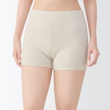 婦人　コットン混もこもこニットオーバーパンツ