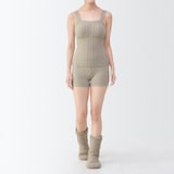 婦人　コットン混もこもこニットオーバーパンツ