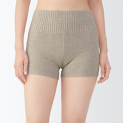 婦人　コットン混もこもこニットオーバーパンツ