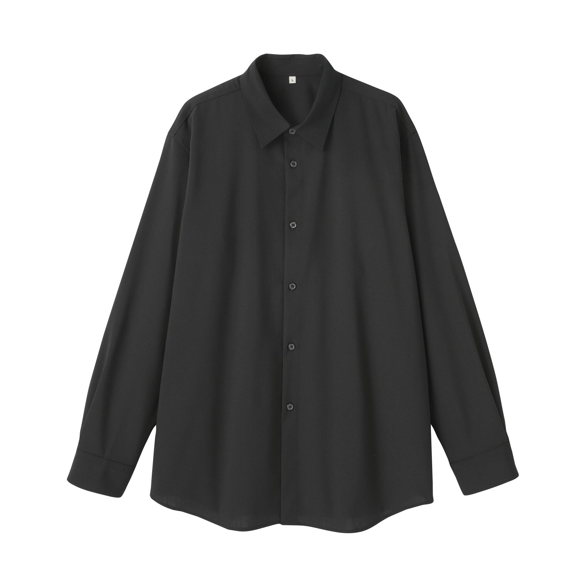 MUJI Labo ウール混レギュラーカラーシャツ Lサイズ 新品 ブラック 紳士 ウール混レギュラーカラーシャツ | 無印良品