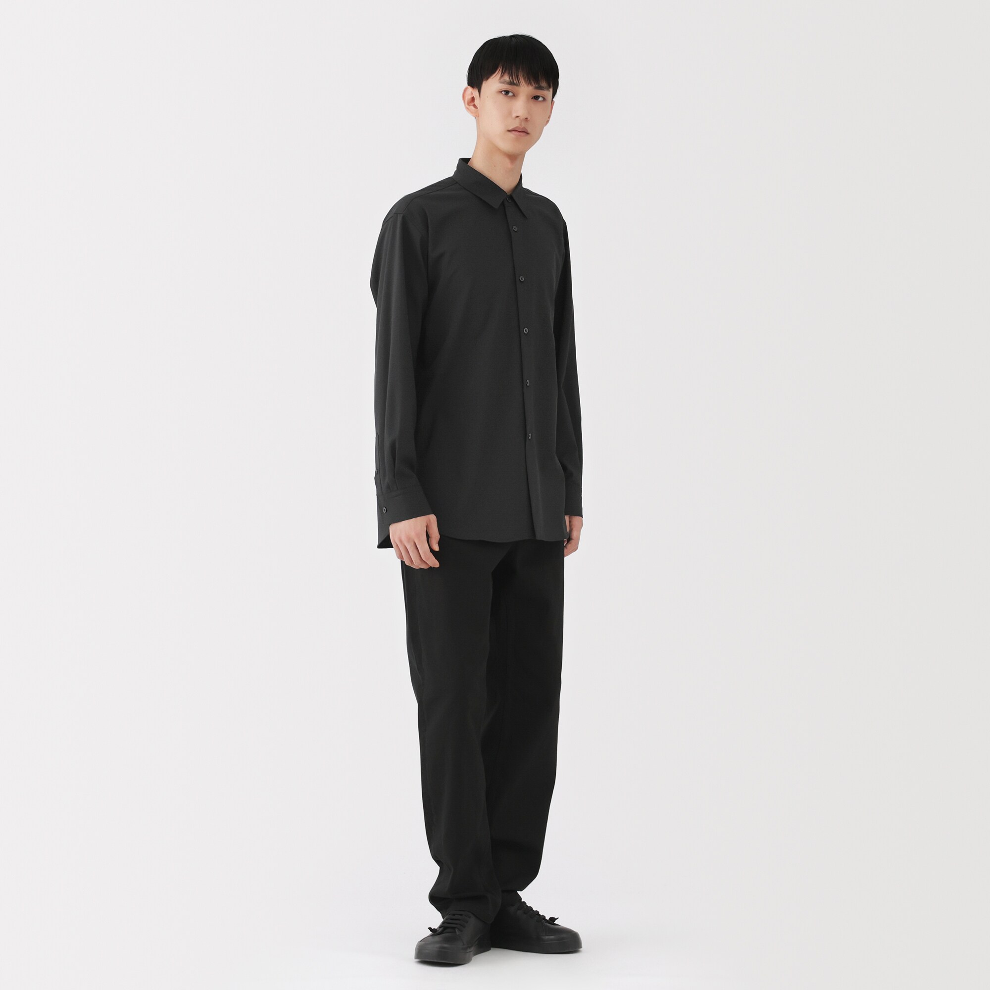 紳士　ウール混レギュラーカラーシャツ