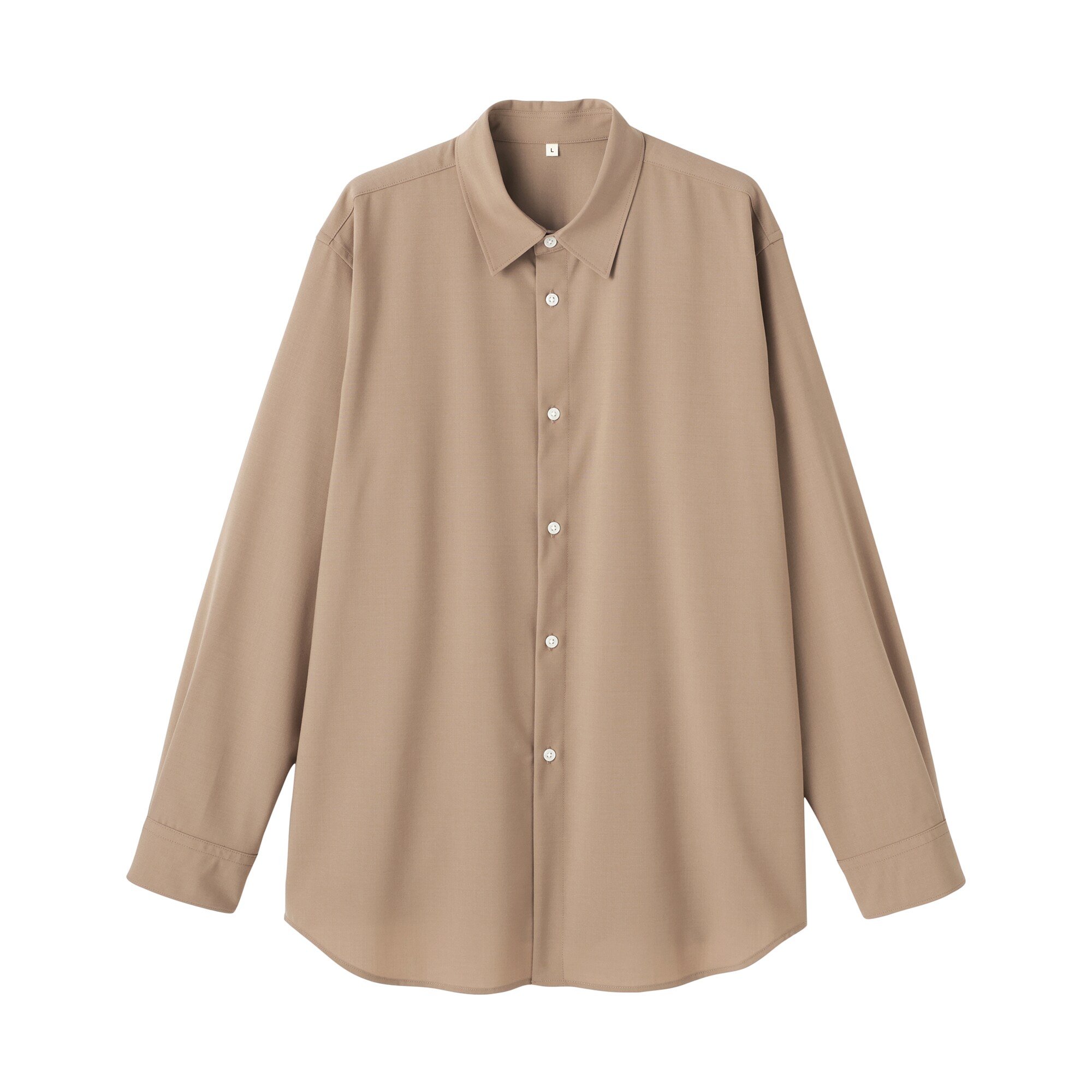 MUJI Labo 2025 紳士ウール混レギュラーカラーシャツ S キャメル 紳士 ウール混レギュラーカラーシャツ | 無印良品