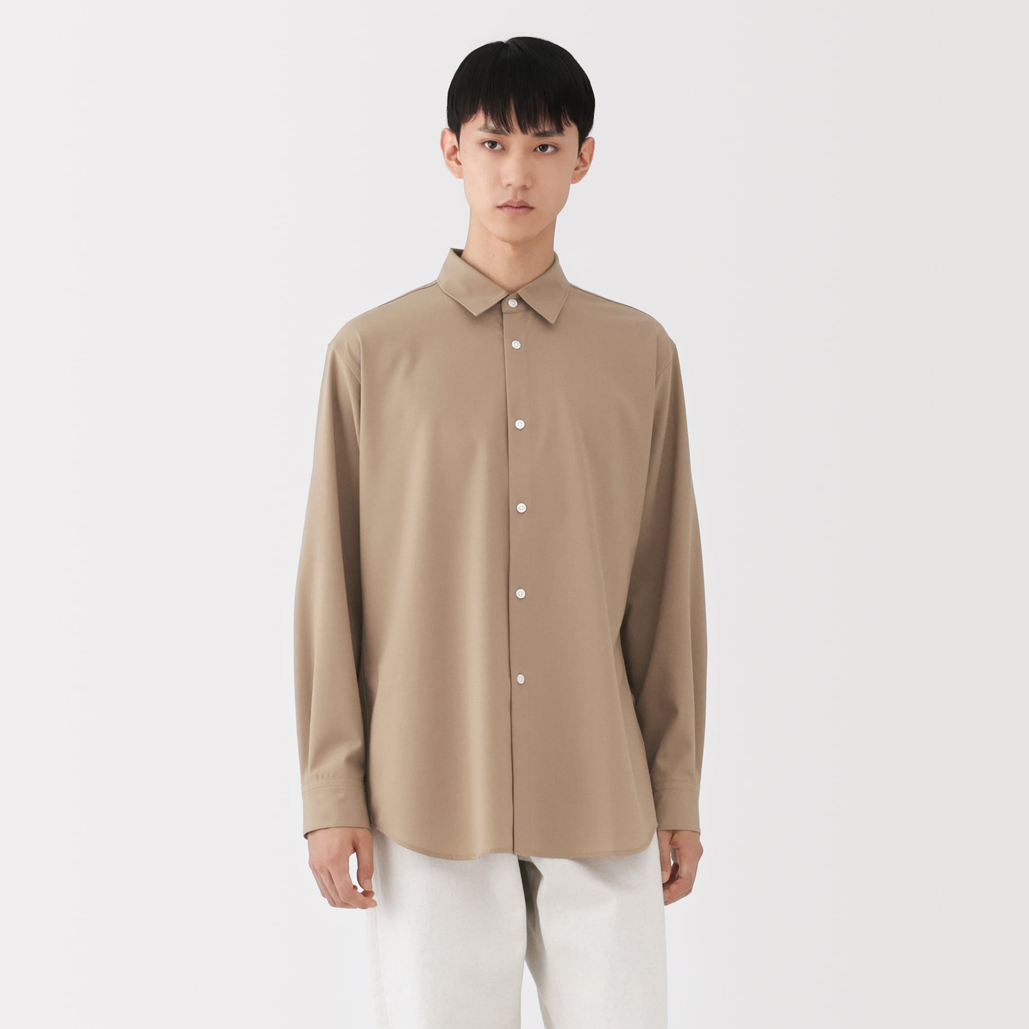 紳士　ウール混レギュラーカラーシャツ