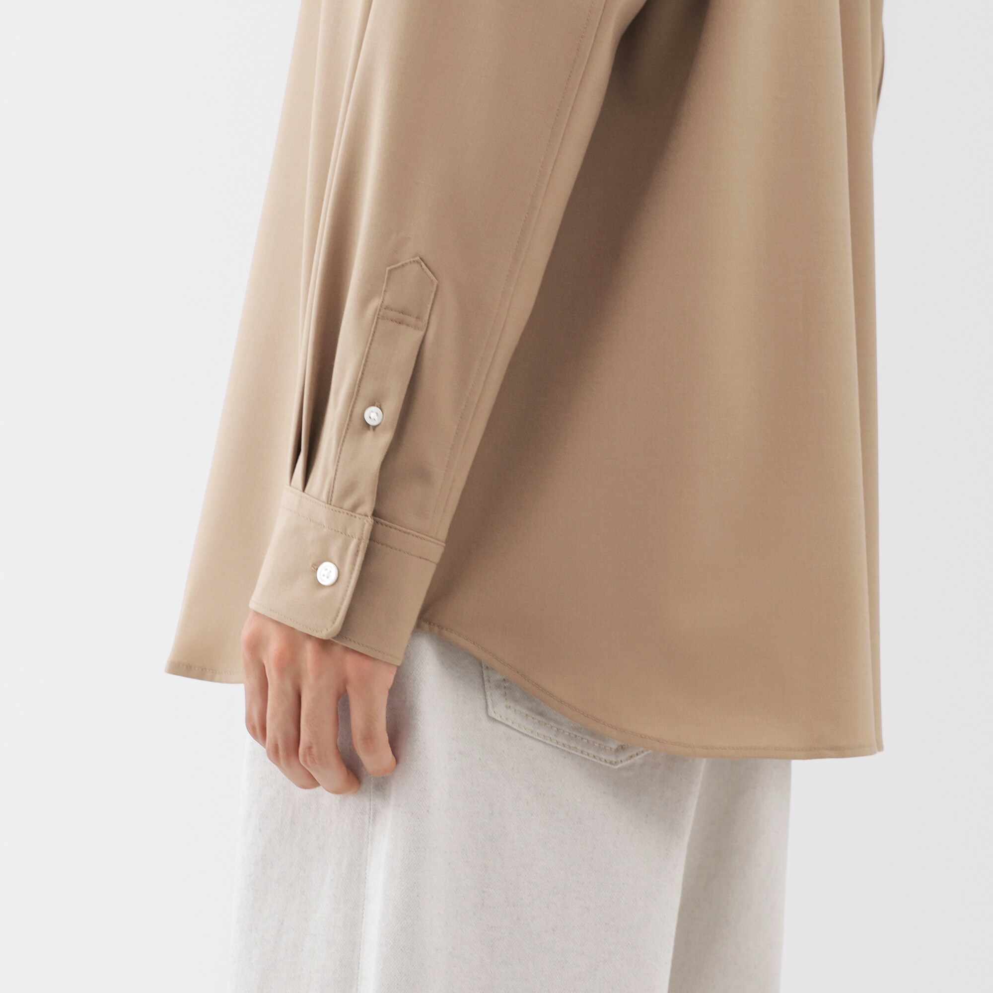 【新品未使用】【MUJI Labo】ウール混レギュラーカラーシャツ キャメル L 無印良品 mujilabo 紳士 ウール混レギュラーカラーシャツ 紳士XL