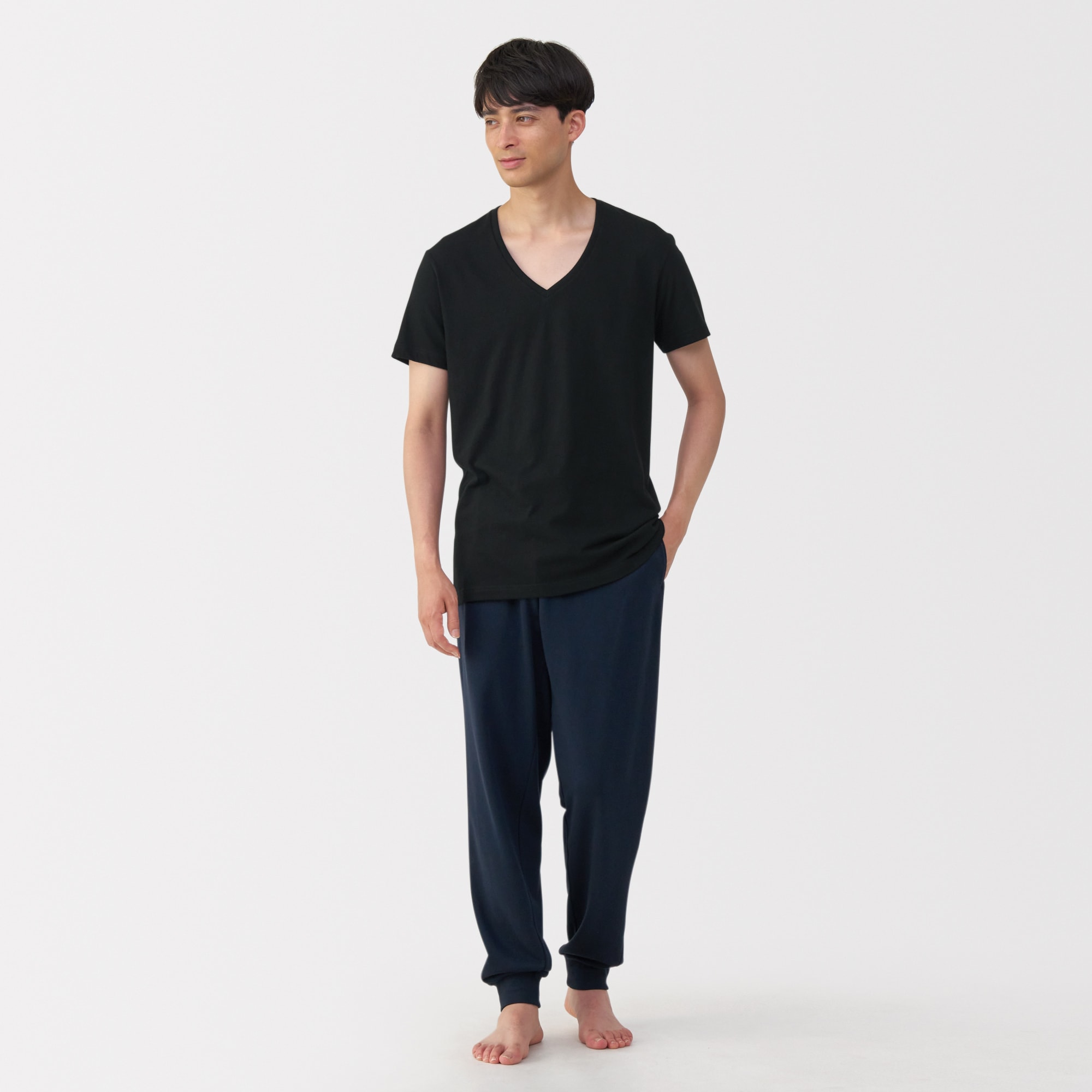 紳士　脇に縫い目のない　２枚組　Ｖネック半袖Ｔシャツ