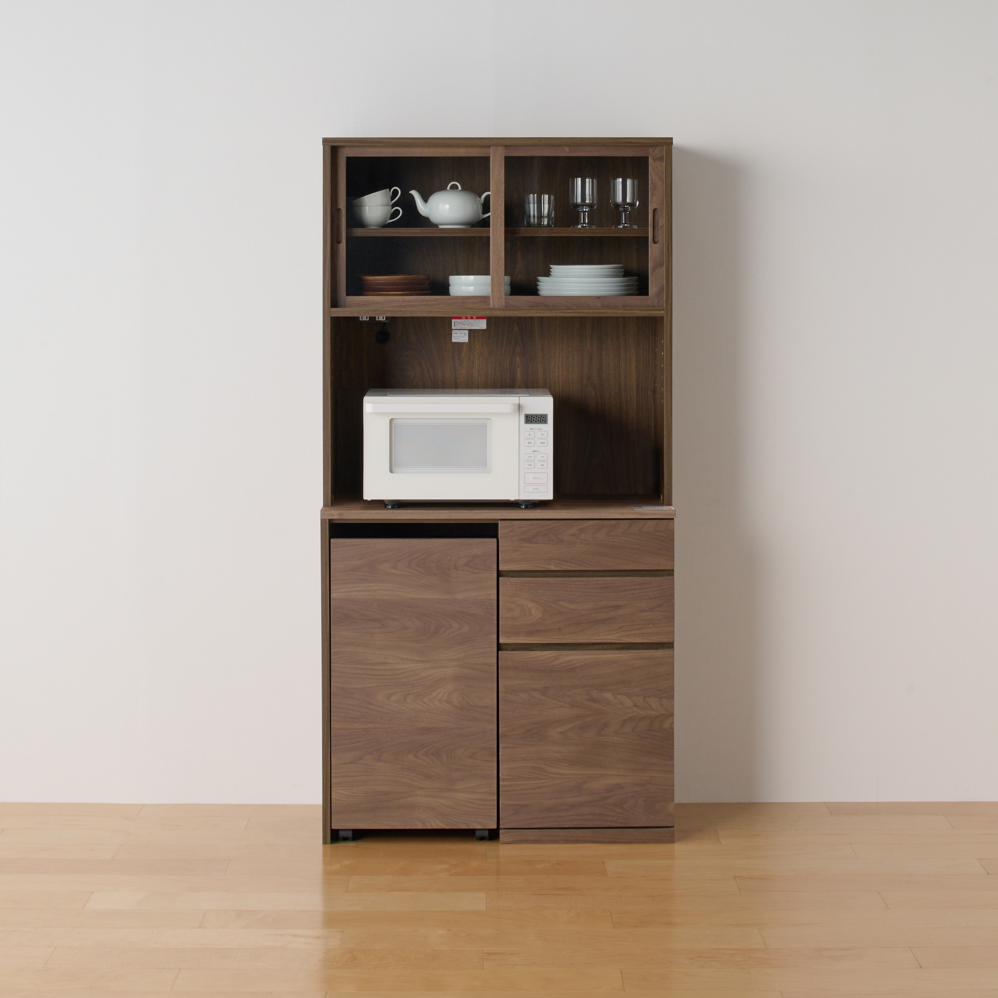 木製カップボード 幅88cm ウォールナット材突板 | 無印良品