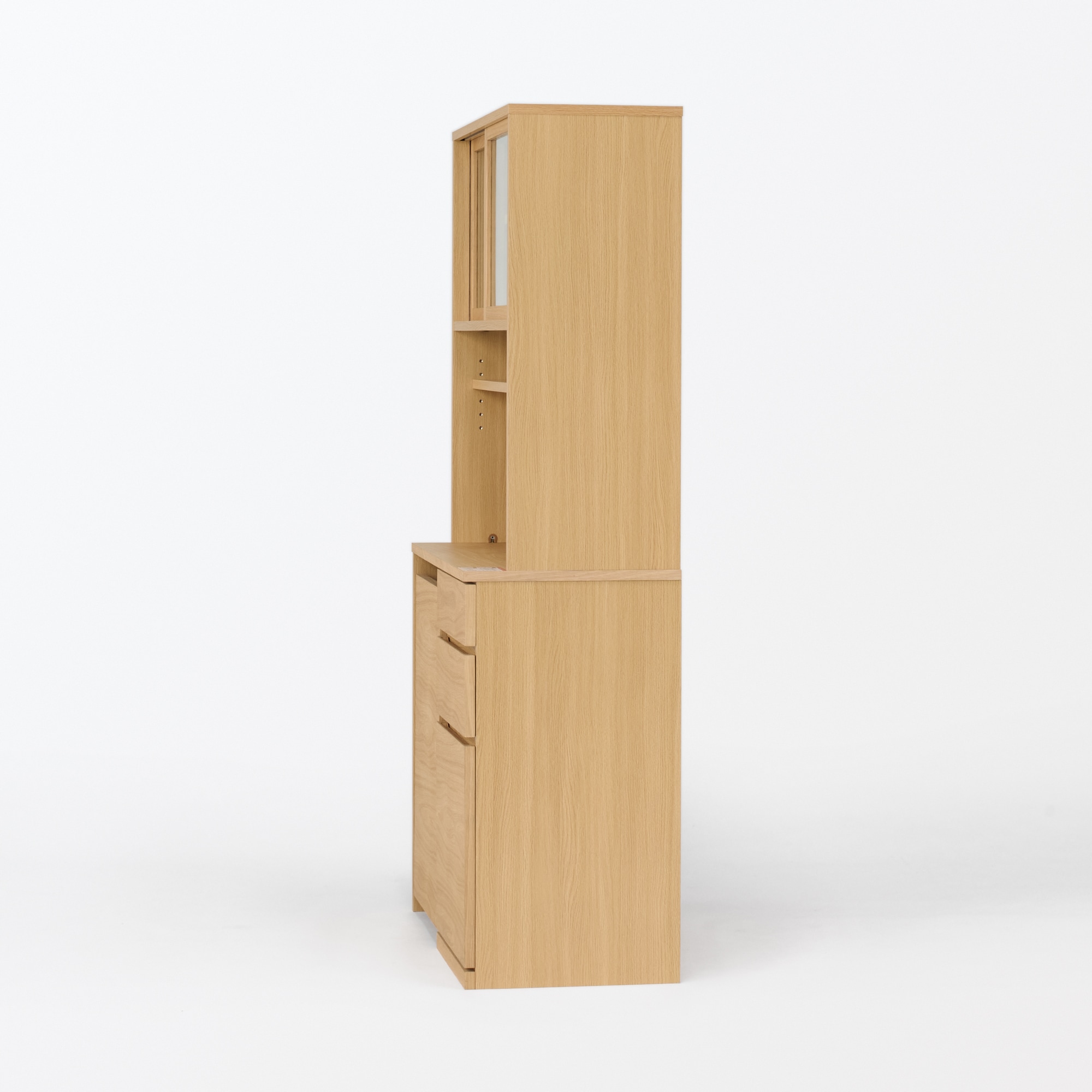 木製カップボード　幅８８ｃｍ　オーク材突板