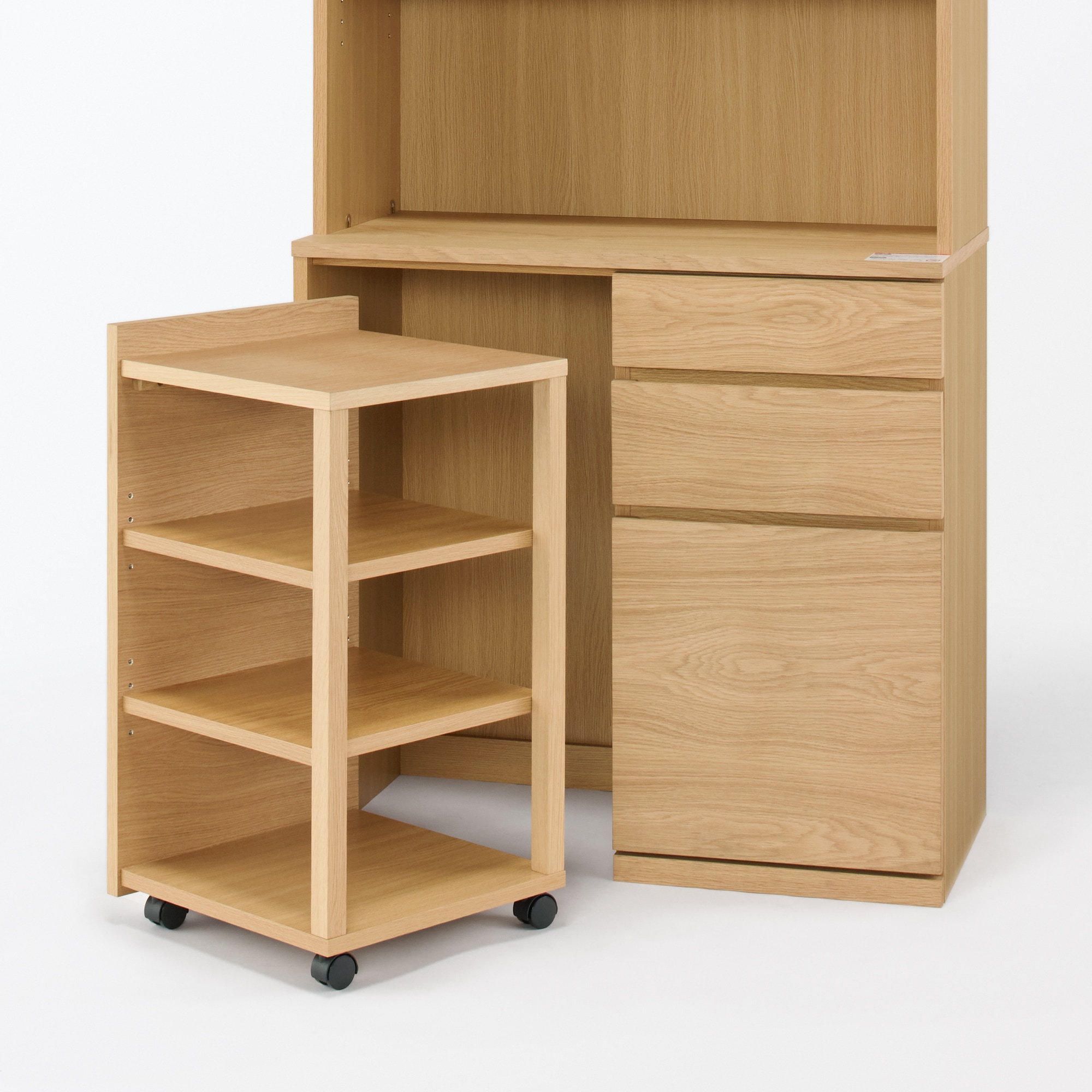 木製カップボード　幅８８ｃｍ　オーク材突板