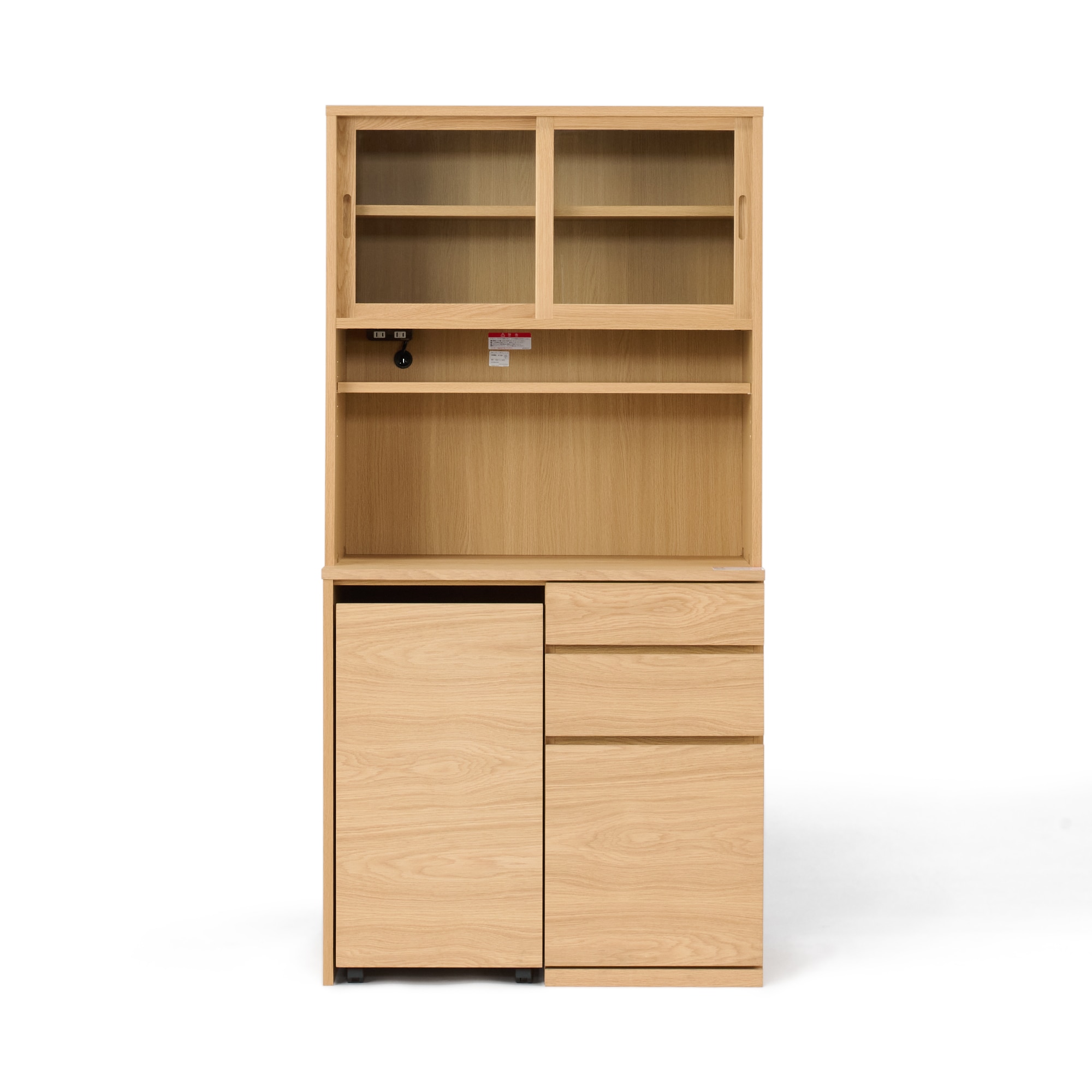 木製カップボード　幅８８ｃｍ　オーク材突板