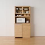 木製カップボード　幅８８ｃｍ　オーク材突板