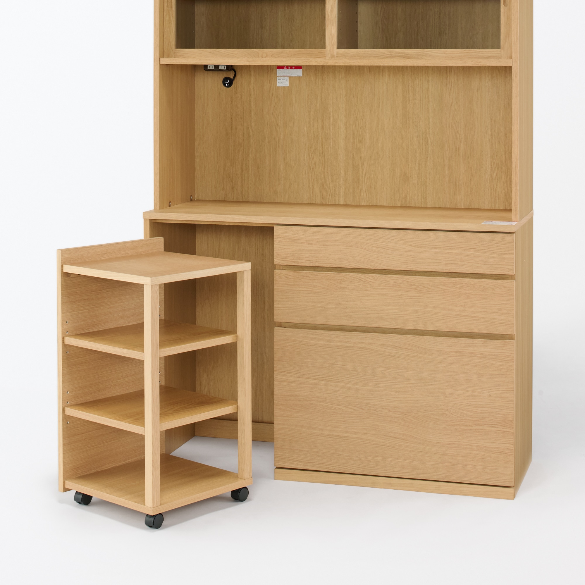 木製カップボード　幅１２０ｃｍ　オーク材突板