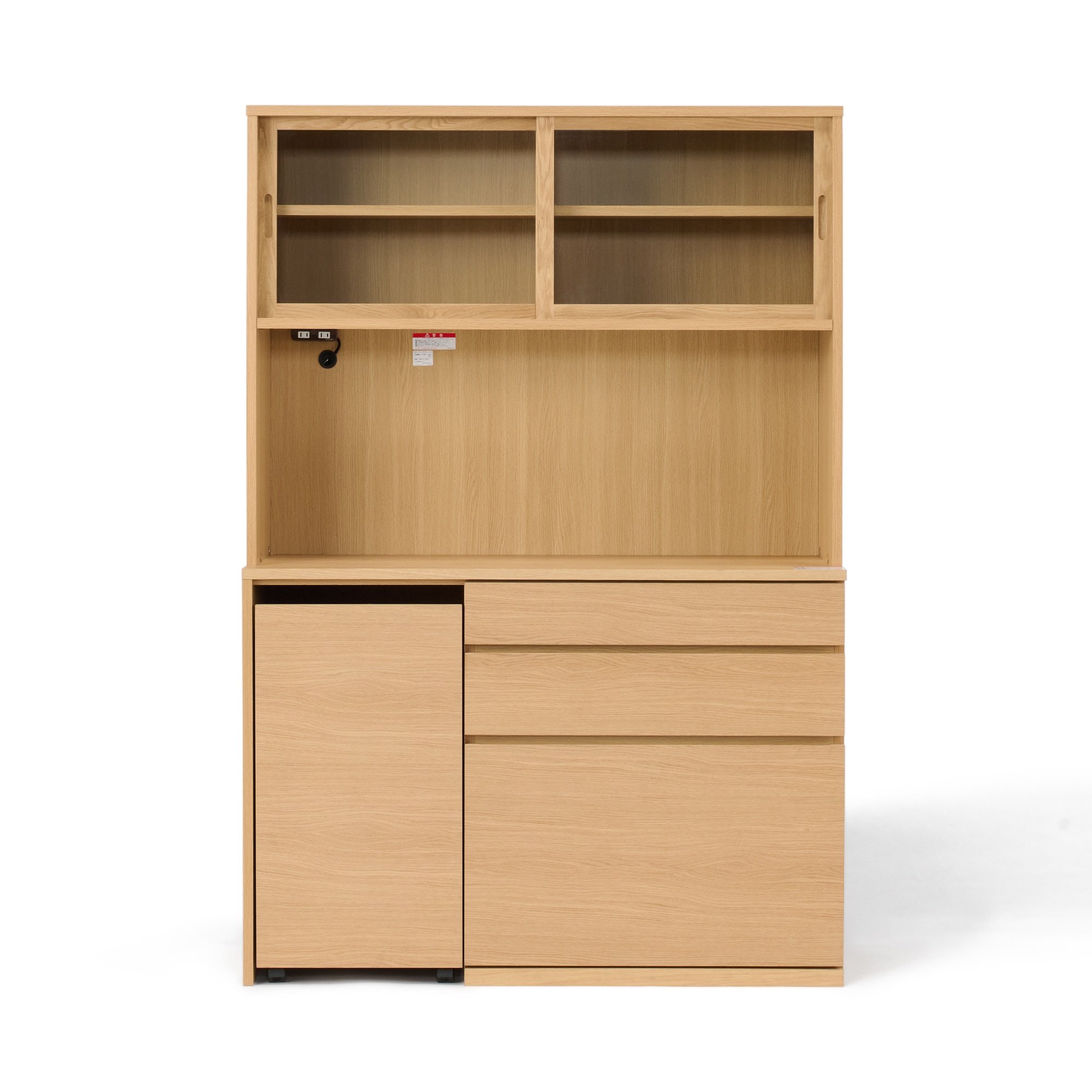 木製カップボード　幅１２０ｃｍ　オーク材突板
