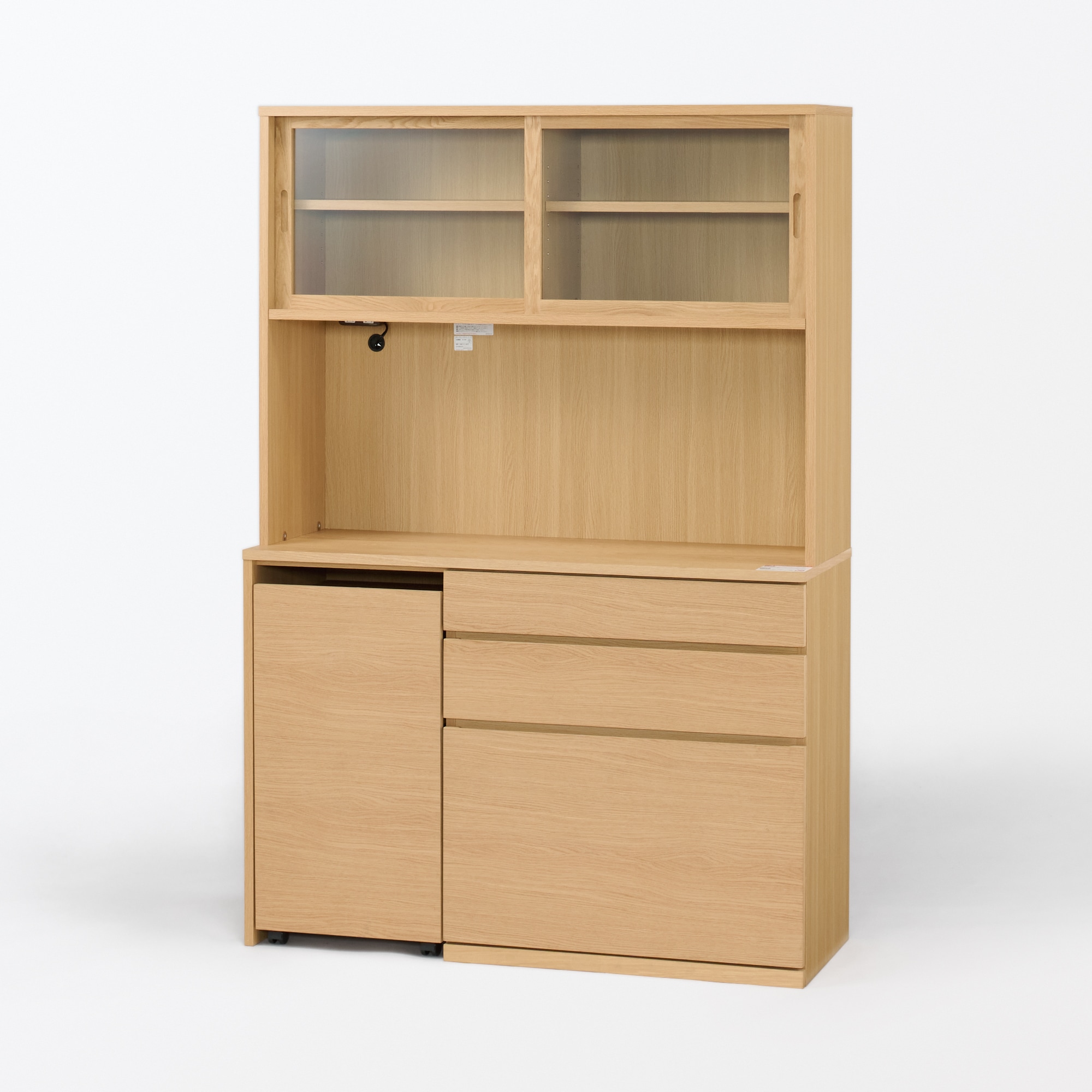 木製カップボード　幅１２０ｃｍ　オーク材突板