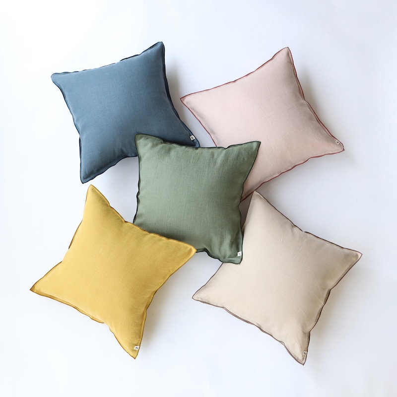 ［ＩＤＥＥ］ＡＩＲＹ　リネンクッションカバー　４５ｃｍ角　グリーン