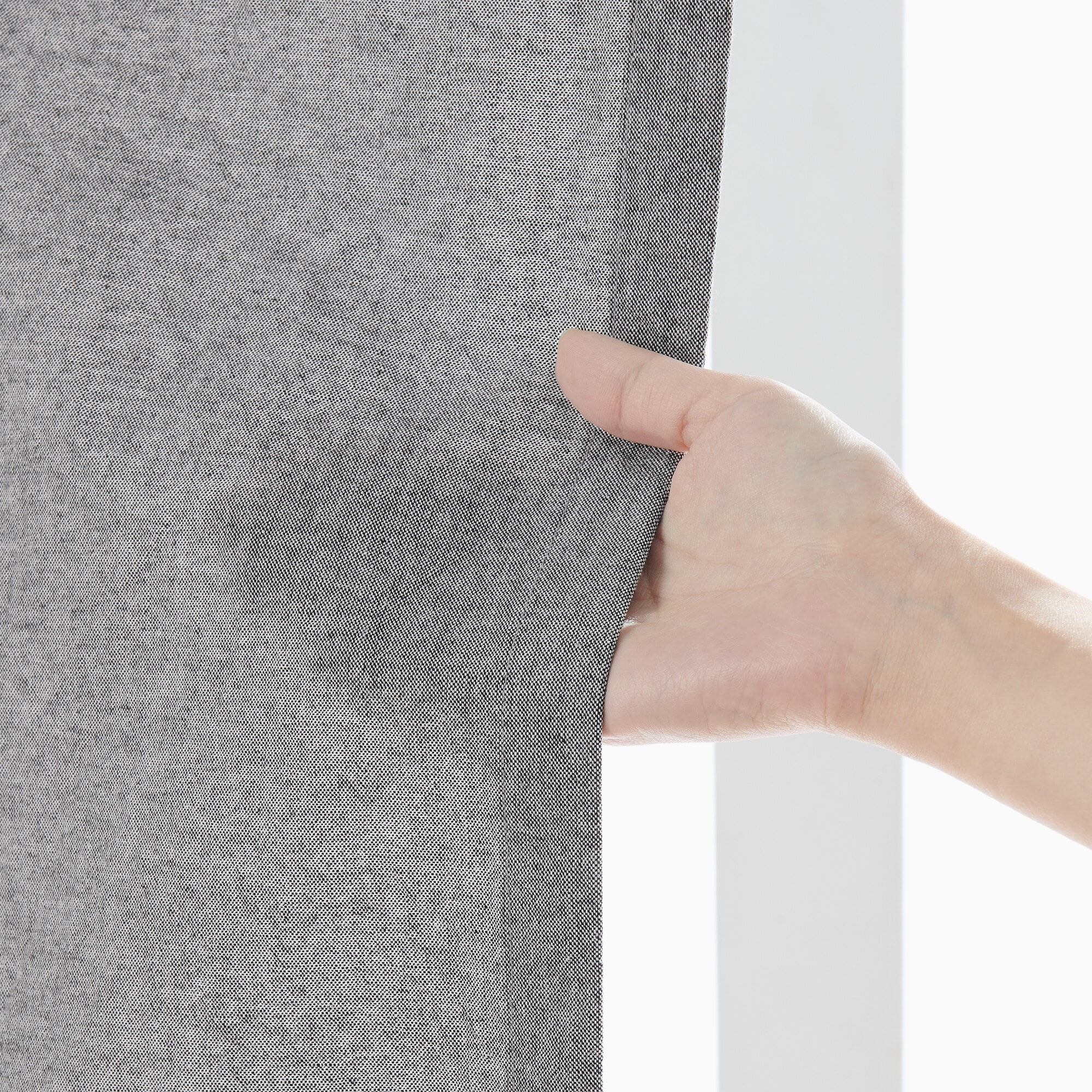 綿洗いざらし平織ノンプリーツカーテン・２枚組